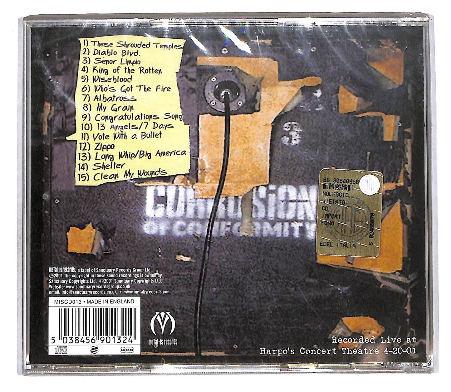 EBOND Corrosion Of Conformity - Live Volume CD CD109658