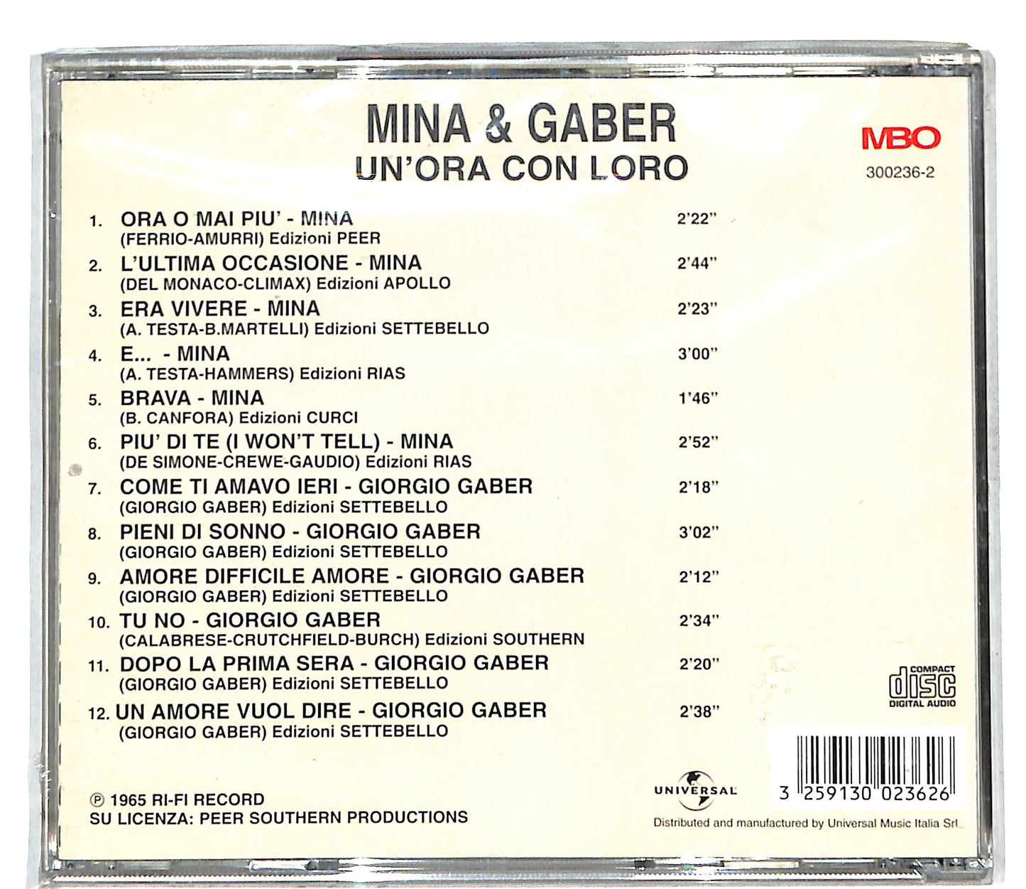 EBOND Mina & Gaber - Un'Ora Con Loro CD CD110244