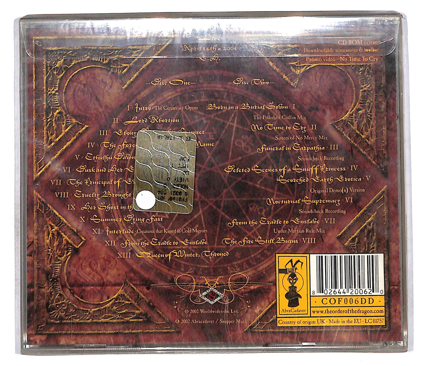 EBOND Cradle Of Filth - Live Bait For The Dead CD CD111006