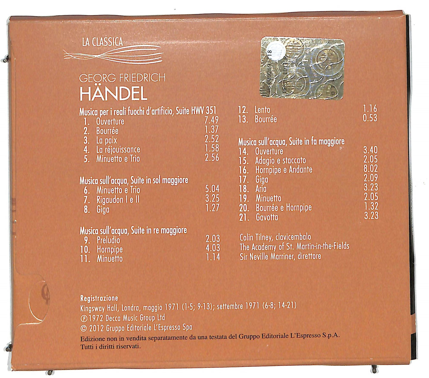 EBOND Georg Friedrich Handel - la classica 8 DIGIPACK CD CD111408