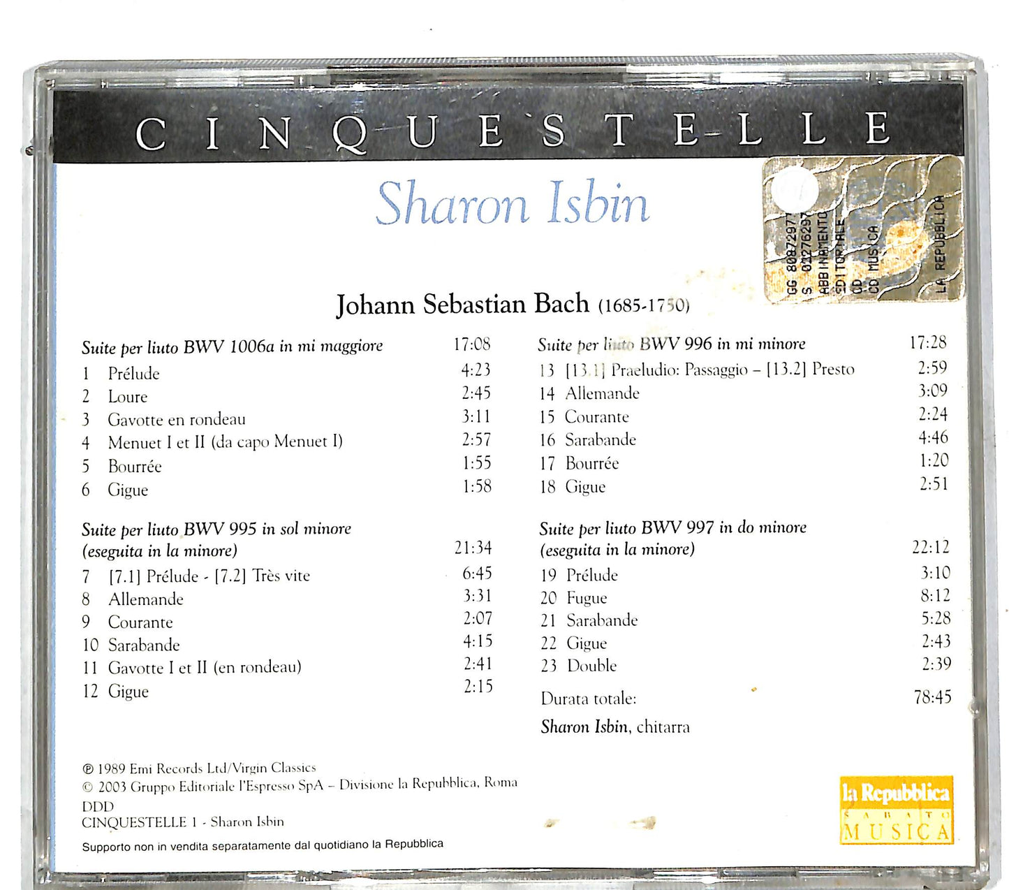 EBOND Bach , Sharon Isbin - Bach - Le Suites Per Liuto CD CD111456