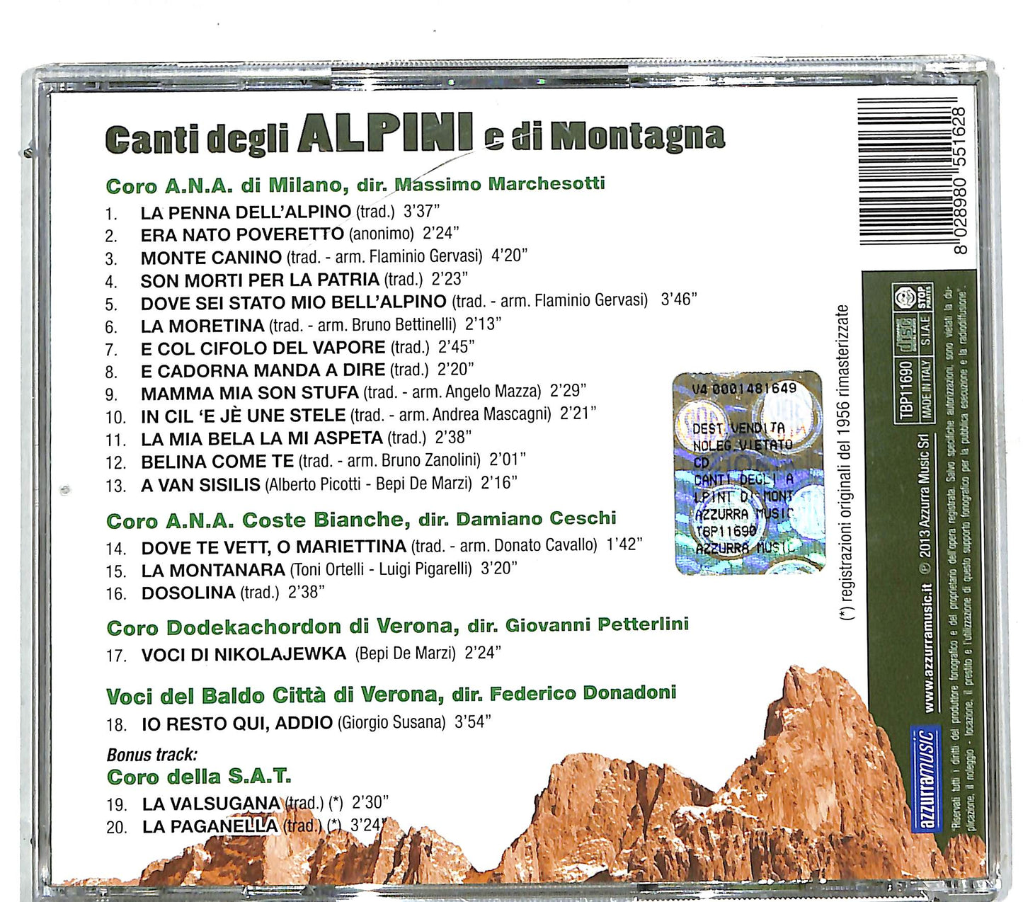 EBOND Various - canti degli alpini e di montagna CD CD111525