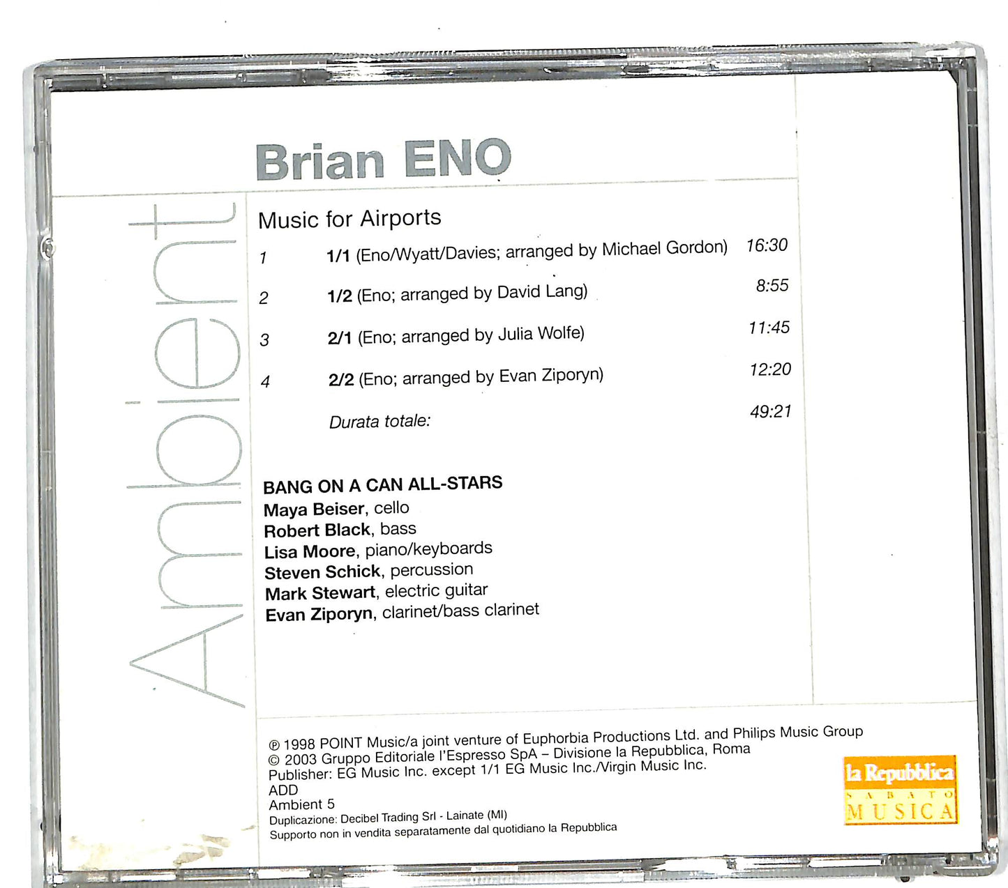 EBOND Brian Eno - Music For Airports CD CD111542