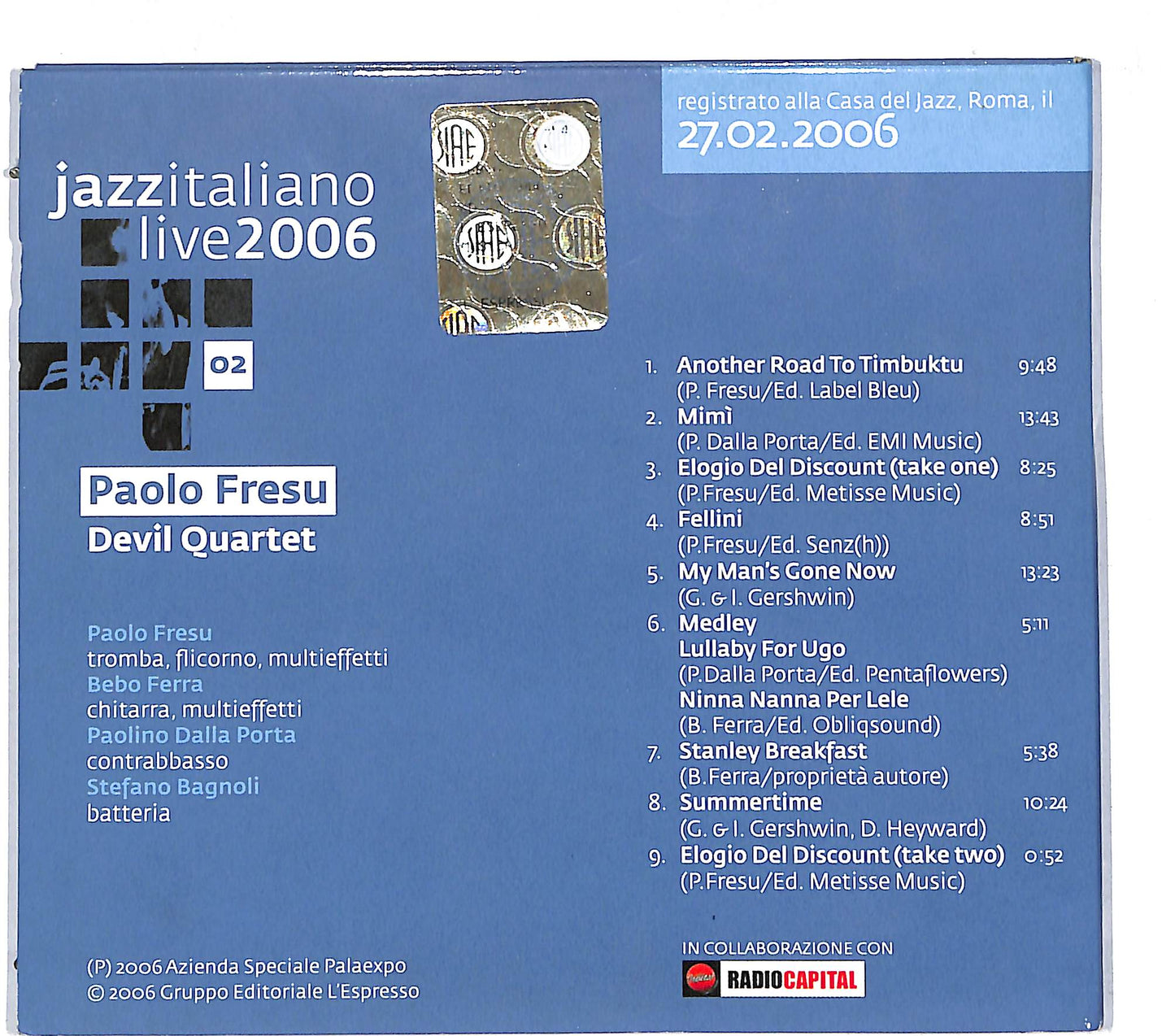 EBOND Paolo Fresu - Jazzitaliano Live 2006 CD CD111956