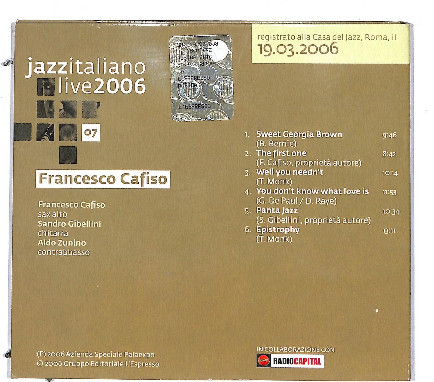 EBOND Francesco Cafiso - Jazzitaliano Live 2006 CD CD111959