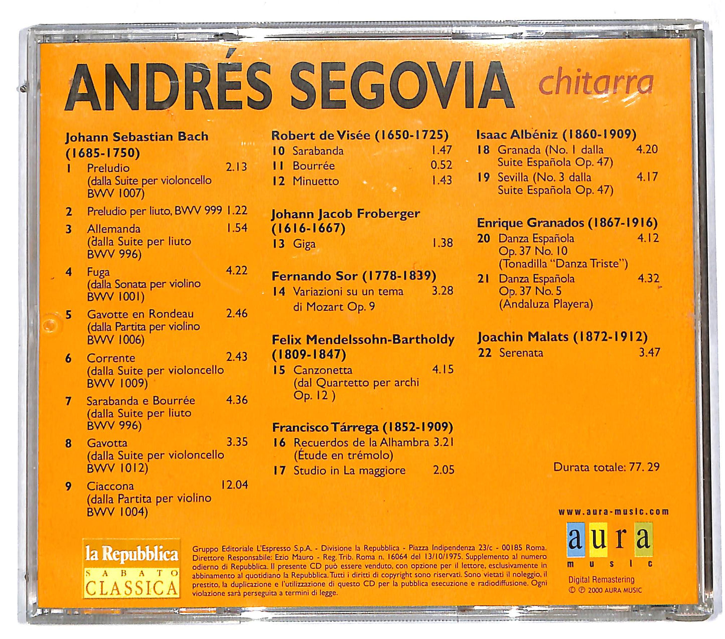 EBOND Andres Segovia - Andres Segovia chitarra 2 CD CD111963