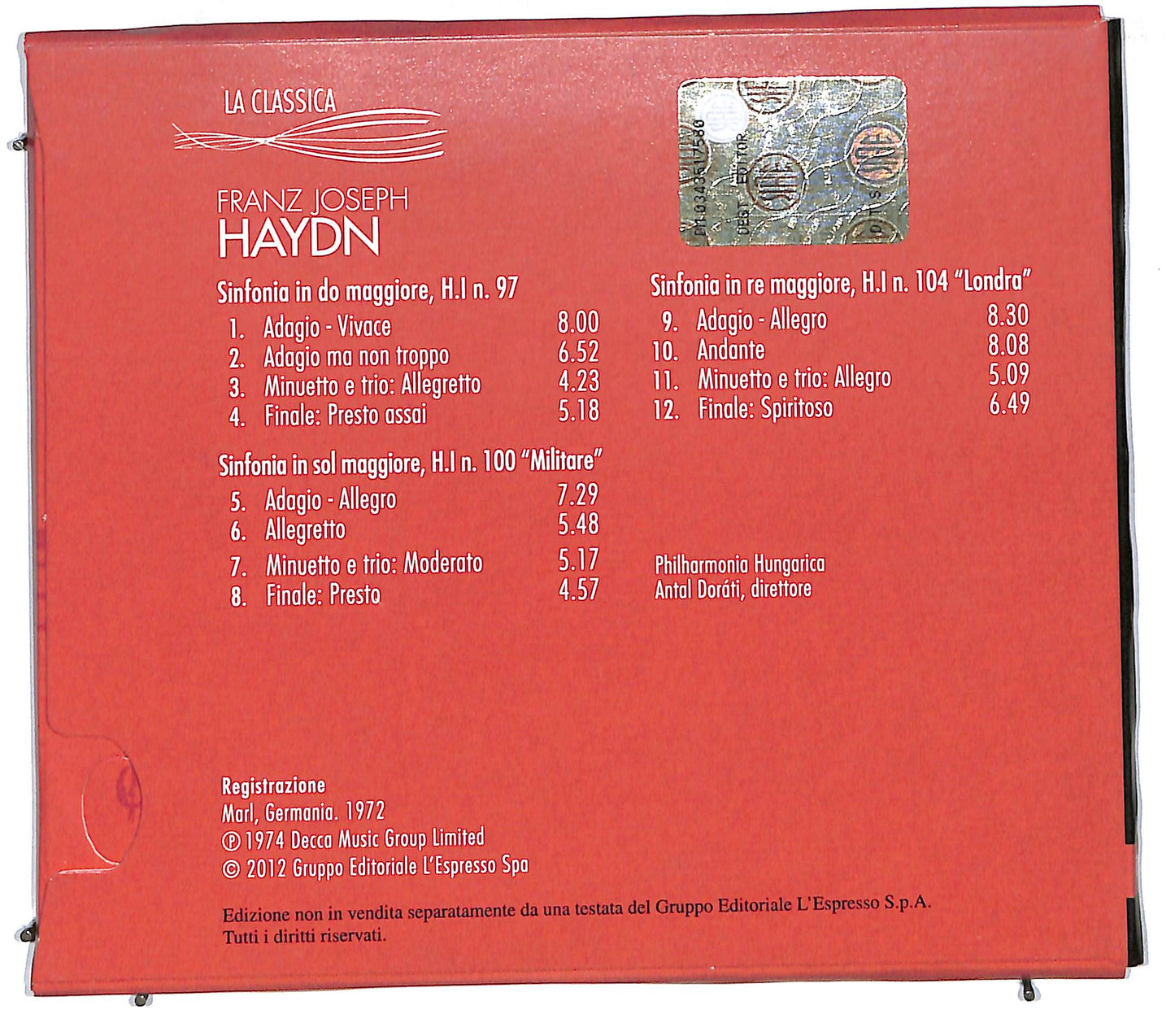 EBOND La classica 6 - Franz joseph haydn DIGIPACK CD CD112006