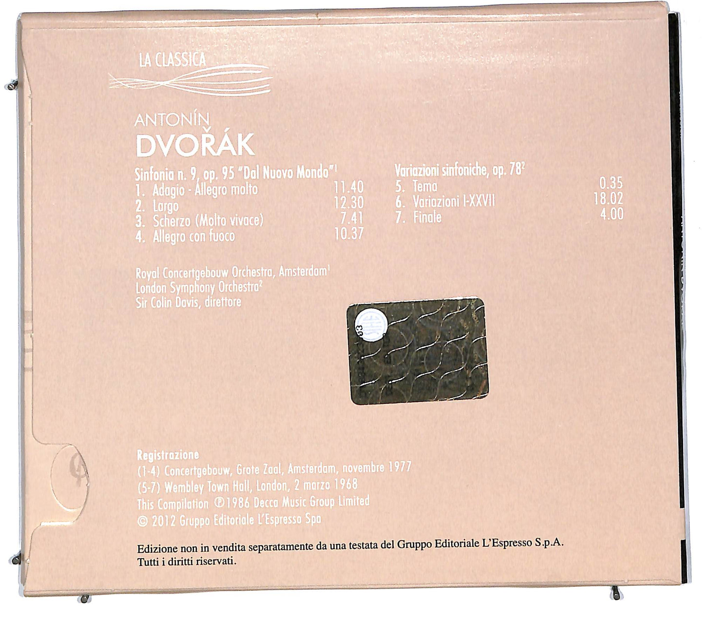 EBOND La classica 15 - Antonin dvorak DIGIPACK CD CD112007