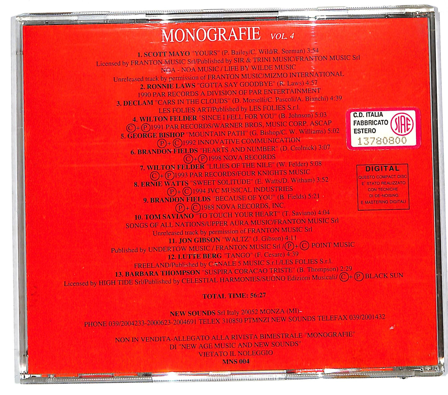 EBOND Various - M onografie Vol. 4 - Sassofono CD CD112123