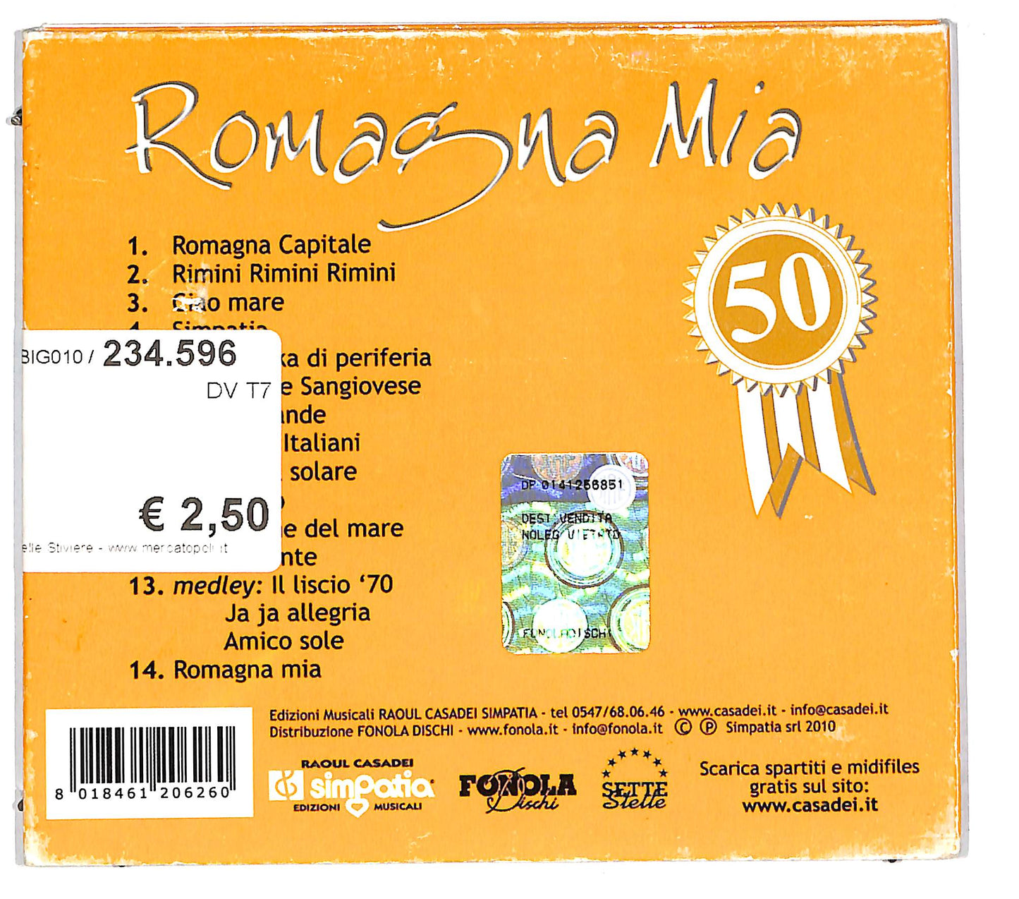 EBOND Orchestra Casadei - Romagna Mia DIGIPACK CD CD112243