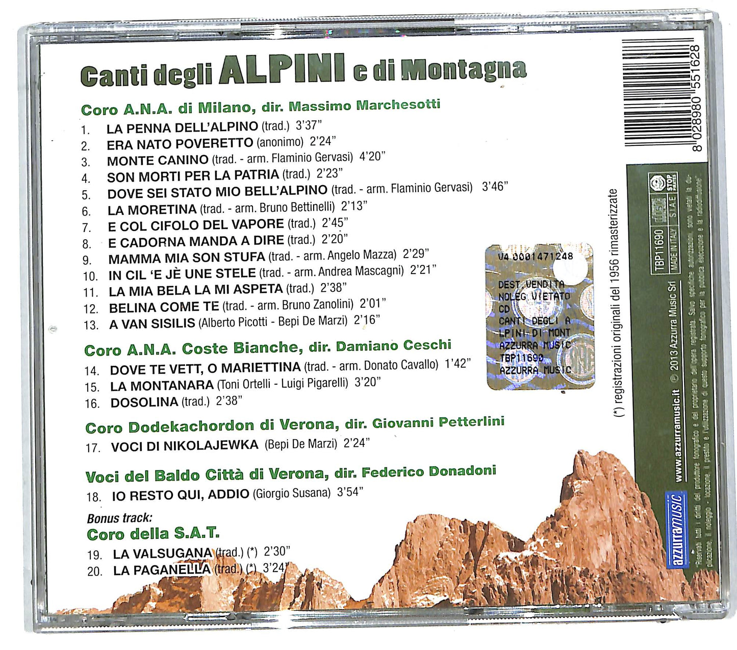 EBOND Various - canti degli alpini e di montagna CD CD112266
