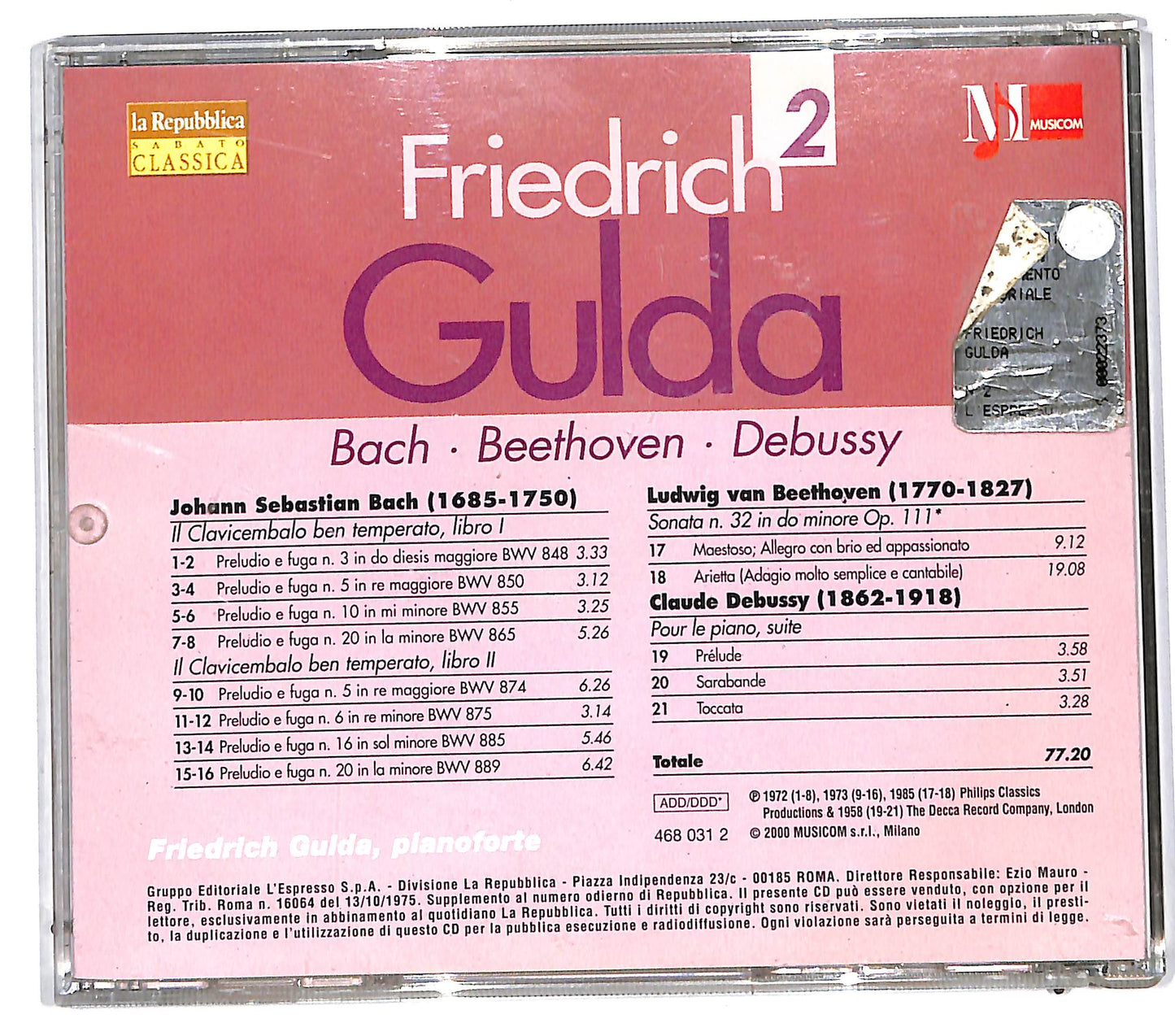 EBOND Friedrich Gulda - Bach - Beethoven - Debussy CD CD112313