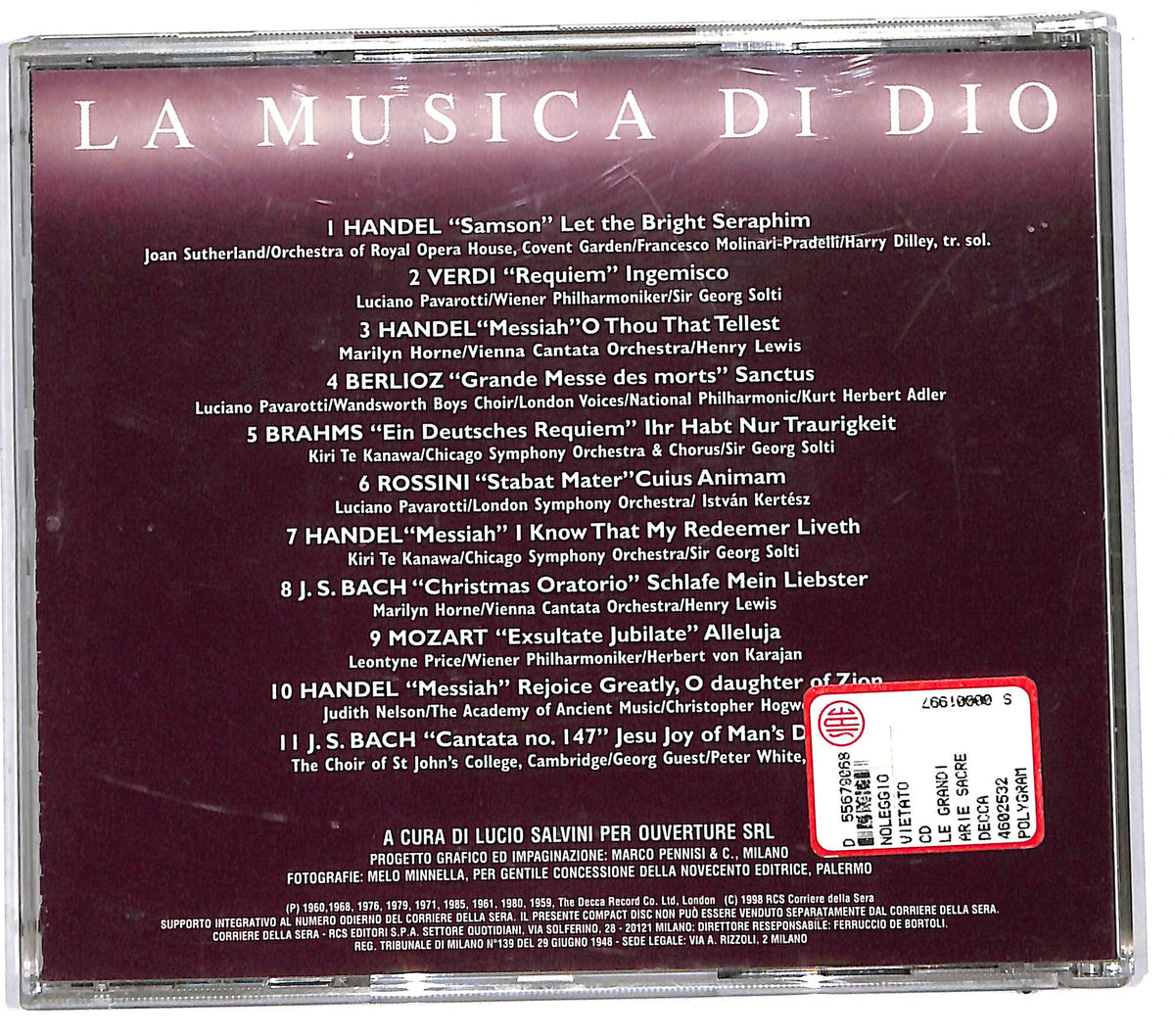 EBOND La musica di Dio - 1 le grandi arie sacre CD CD112319
