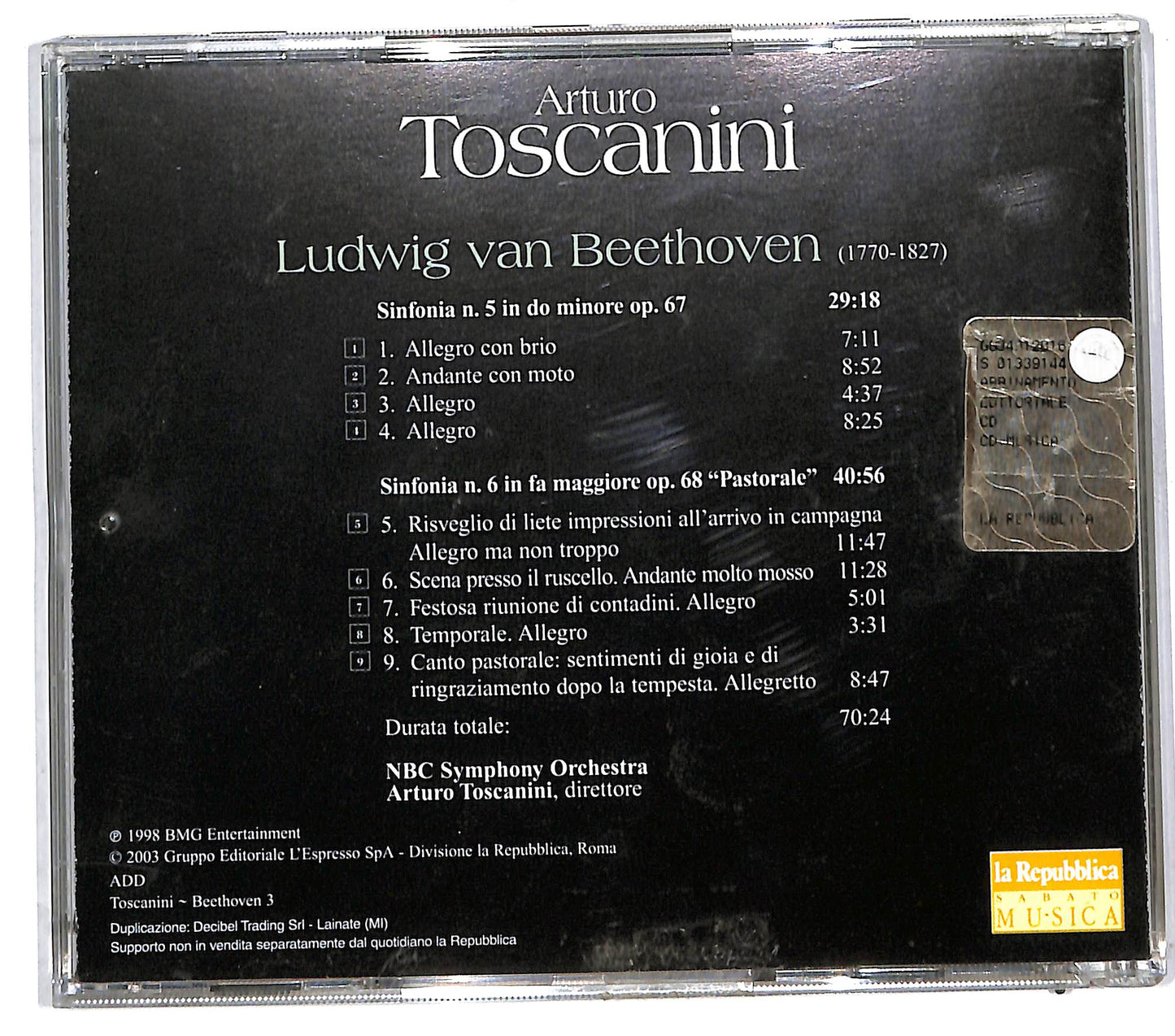 EBOND Arturo Toscanini - Beethoven Sinfonia N. 5 n.6 Op. 68 'Pastorale' CD CD112337