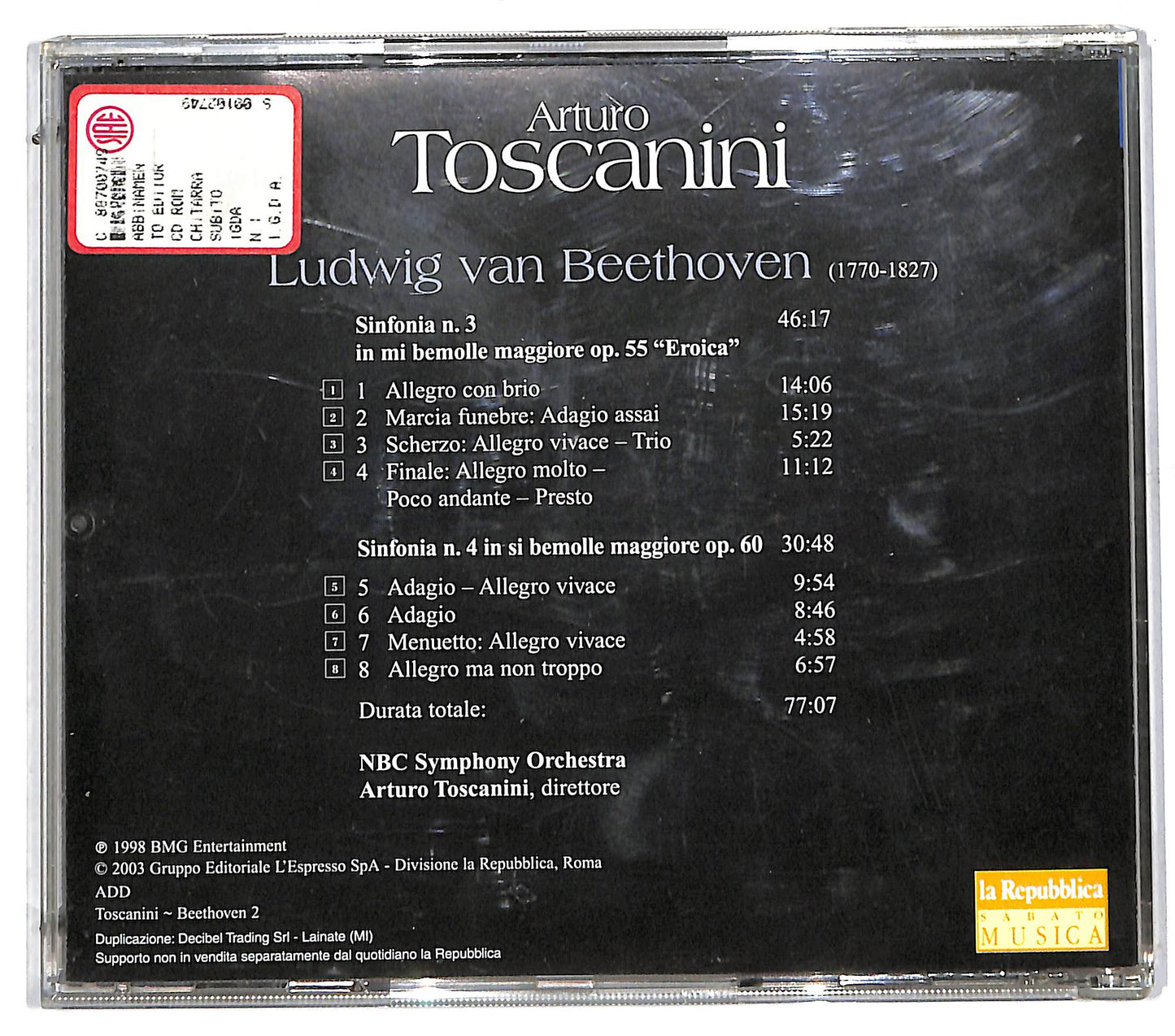 EBOND Arturo Toscanini - Beethoven - Sinfonia N. 3 op 55 eroica CD CD112414
