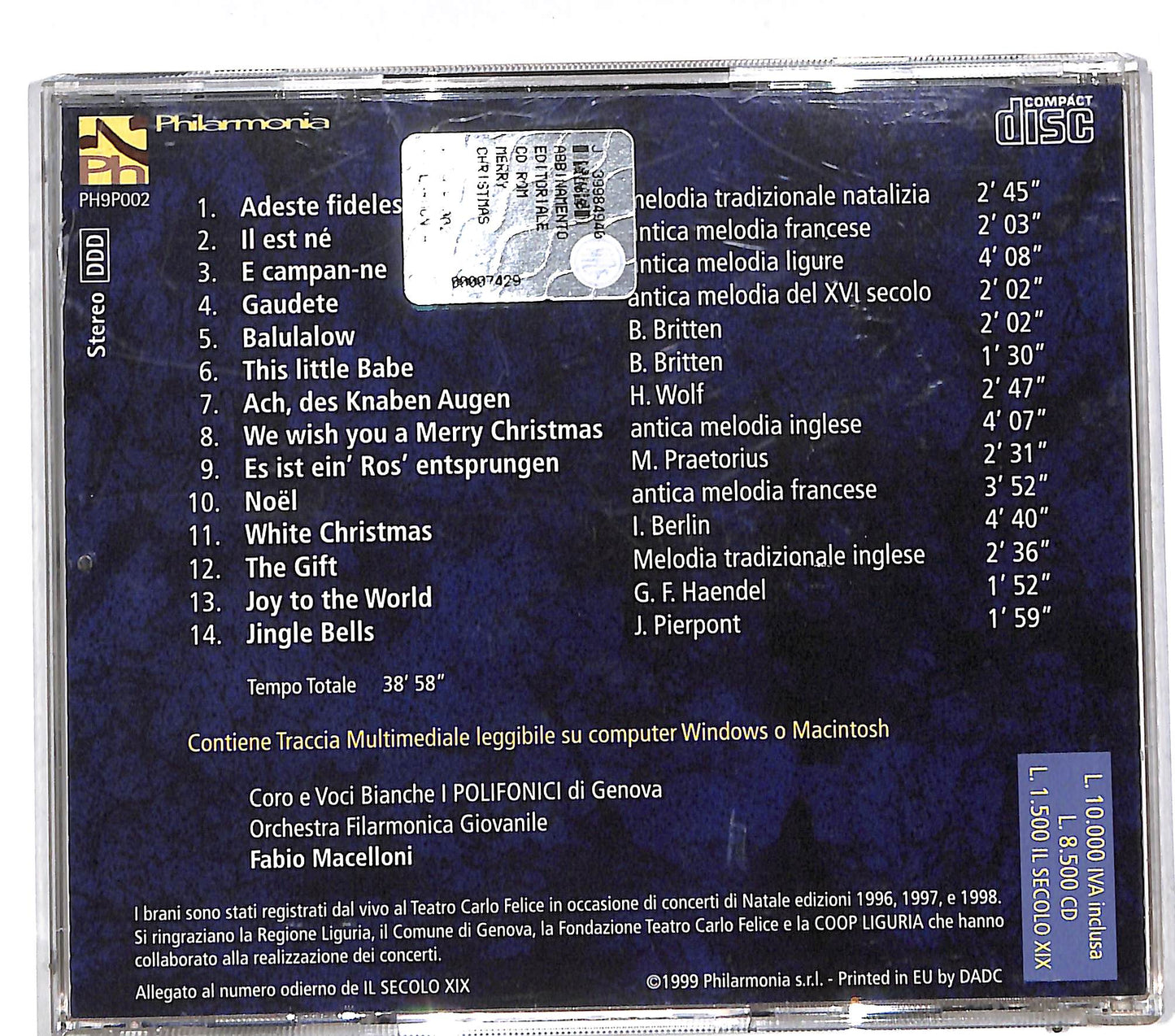 EBOND Merry christmas - le piu belle canzoni di natale al teatro carlo CD CD112578