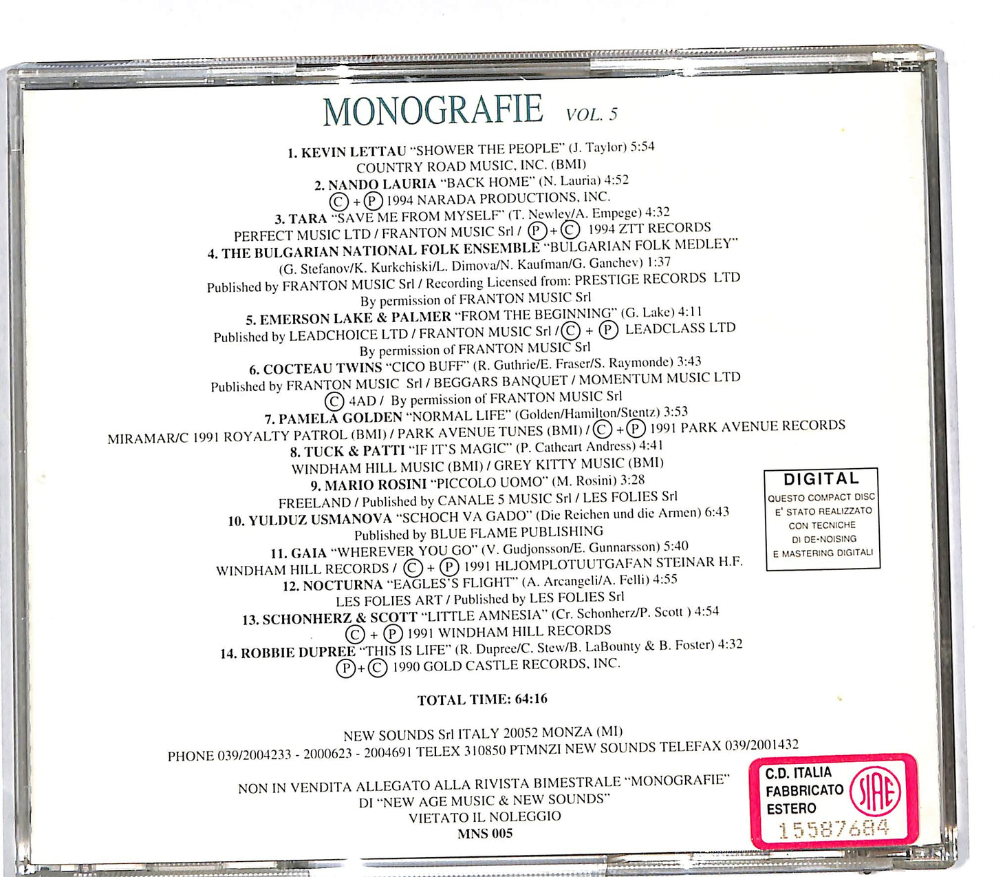 EBOND Various - Vol. 5 - Voci Monografie CD CD112611