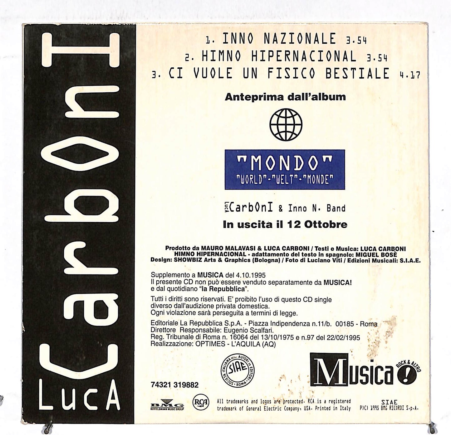 EBOND Luca Carboni - Inno Nazionale CD CD112628