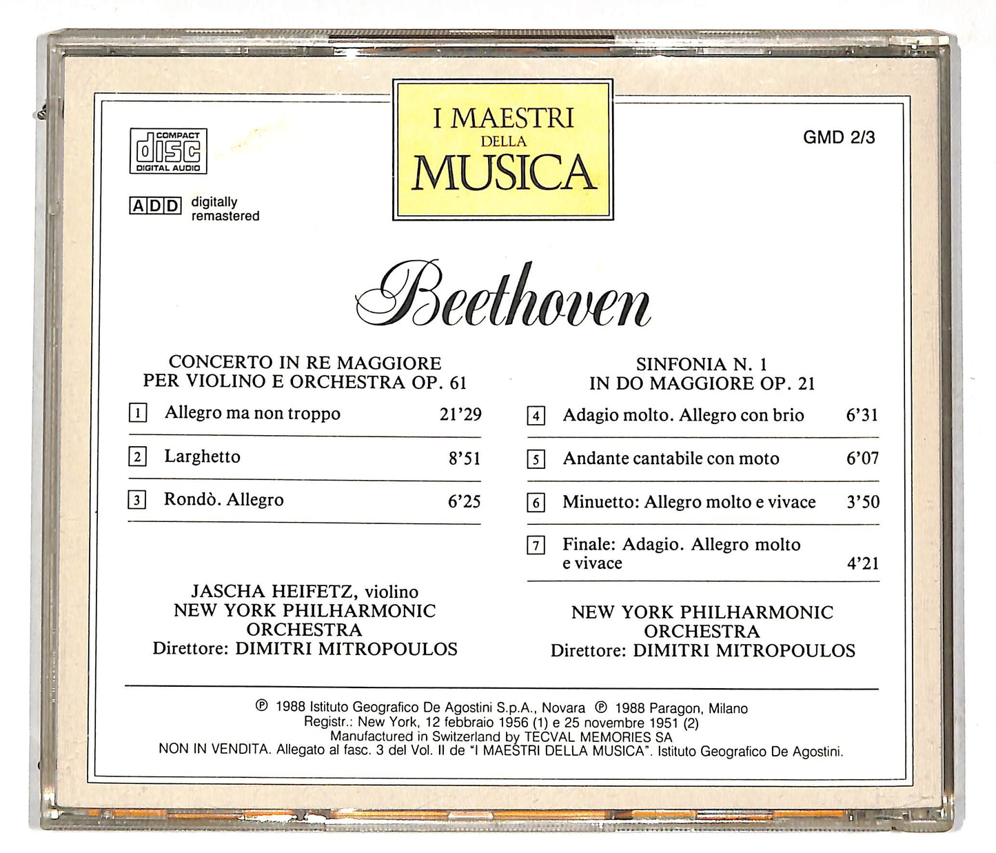 EBOND Beethoven - Concerto In Re Maggiore Per Violino E Orchestra Op. 61 / Sinfonia N. 1 In Do Maggiore Op. 21 CD CD112657