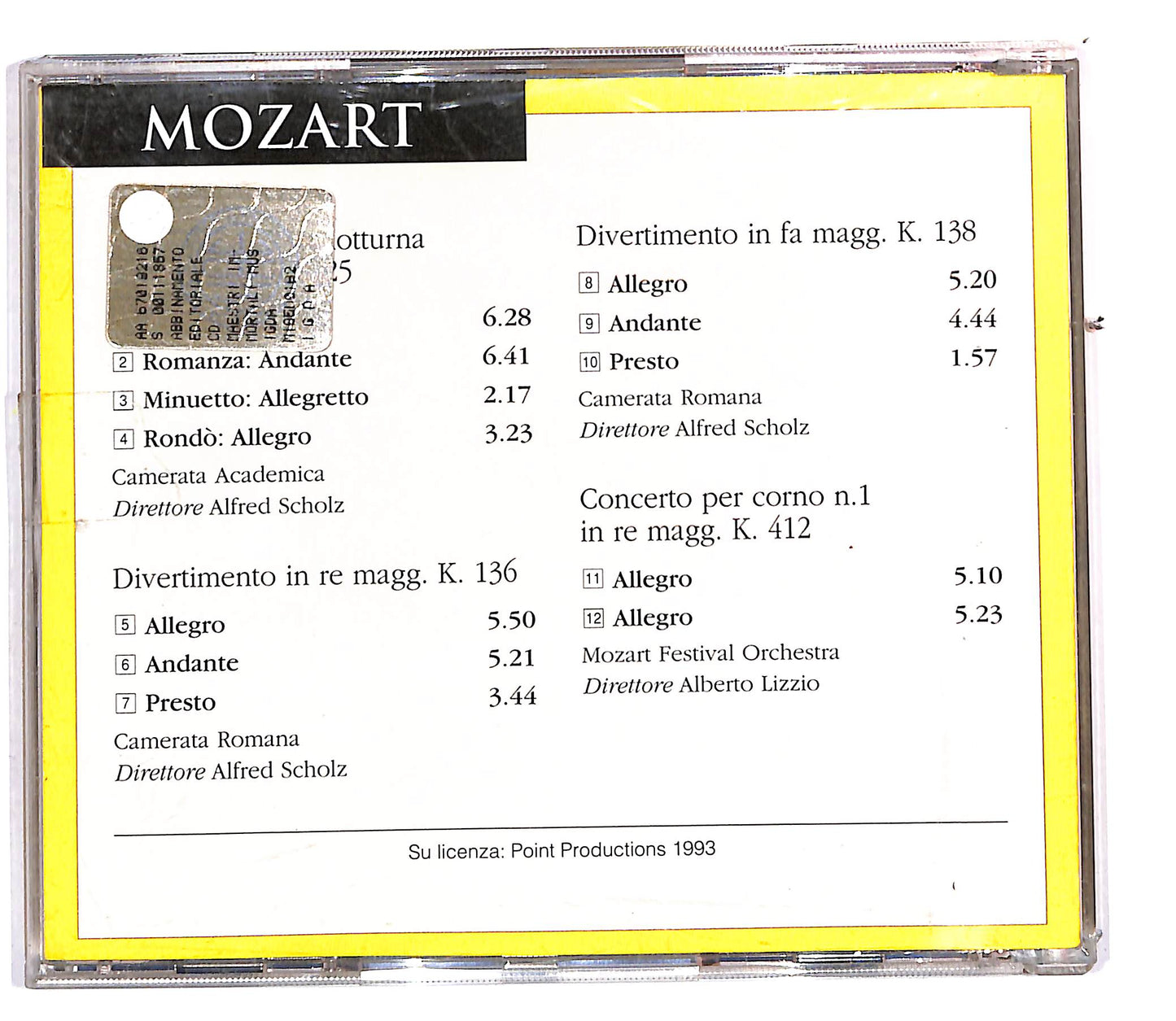 EBOND Mozart - Piccola Serenata Notturna In Sol Magg. K. 525 CD CD112914