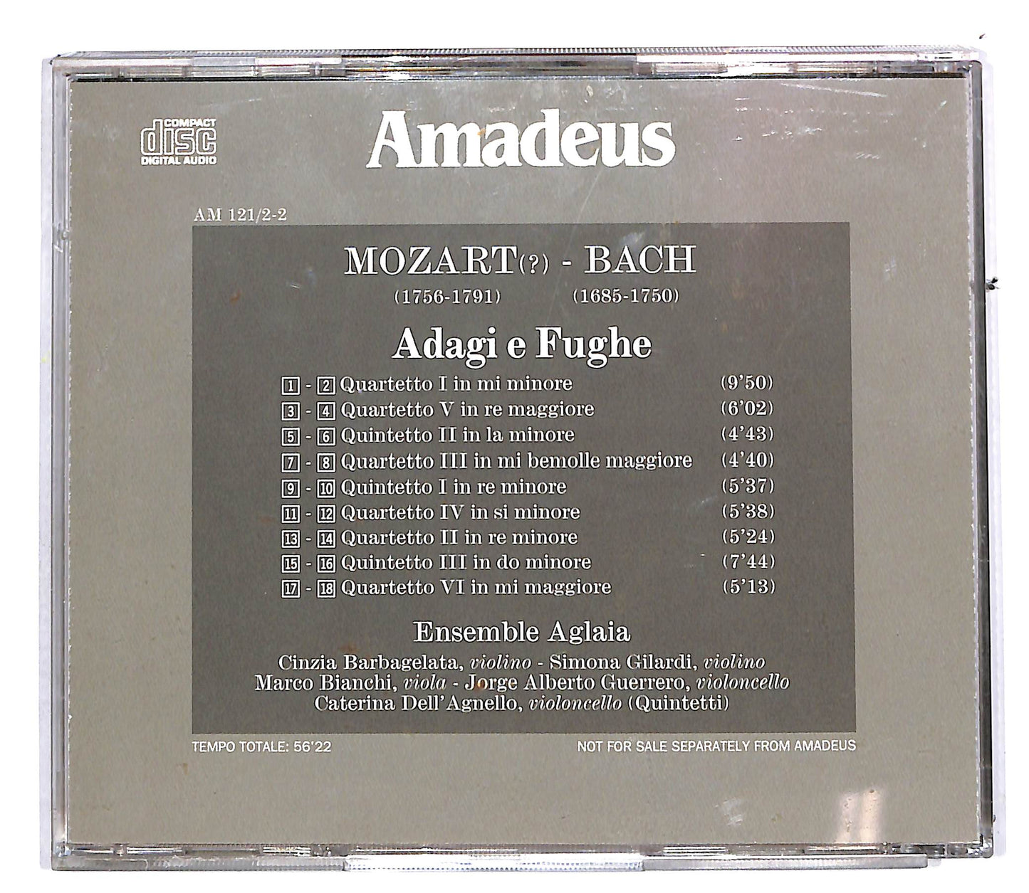 EBOND Mozart Bach - Ensemble Aglaia - Adagi E Fughe CD CD112929