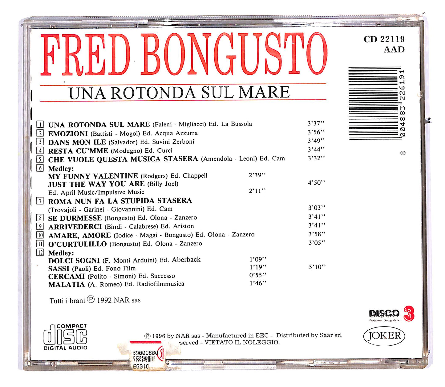 EBOND Fred Bongusto - Una Rotonda Sul Mare CD CD112945