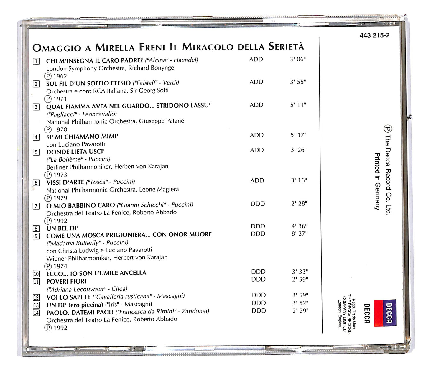 EBOND Il Miracolo Della Serieta - Omaggio A Mirella Freni CD CD113258