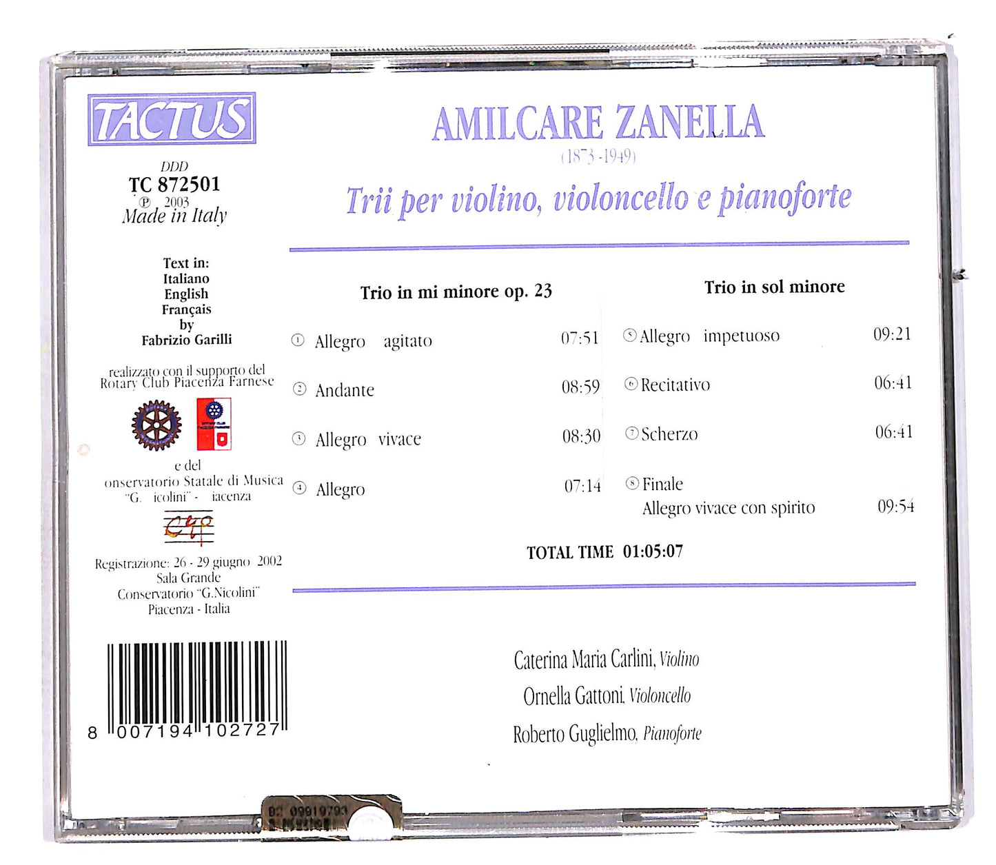 EBOND Amilcare Zanella - Trii Per Violino, Violoncello E Pianoforte CD CD113330