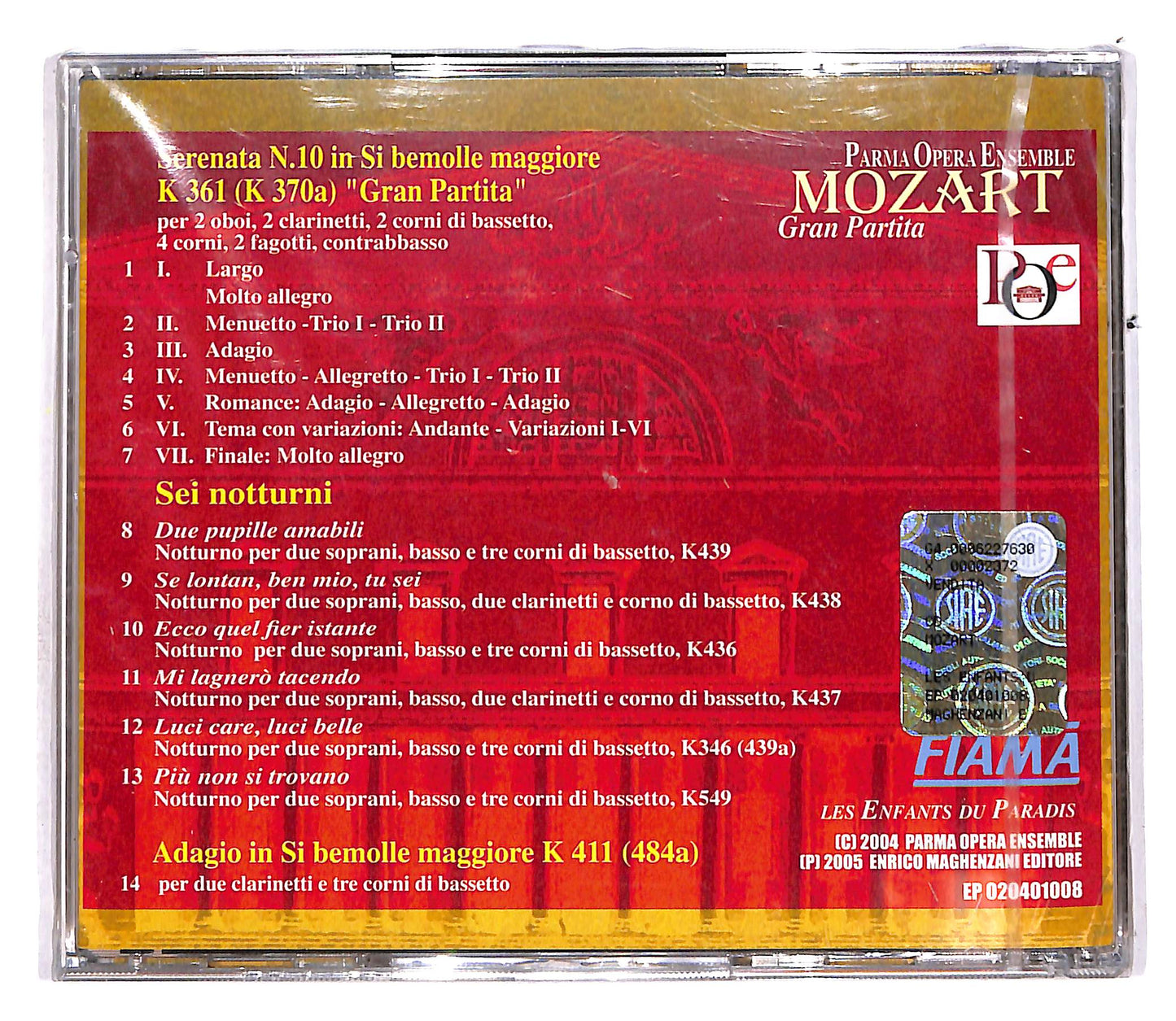 EBOND Mozart Parma Opera Ensemble - Gran Partita EDITORIALE CD CD113331