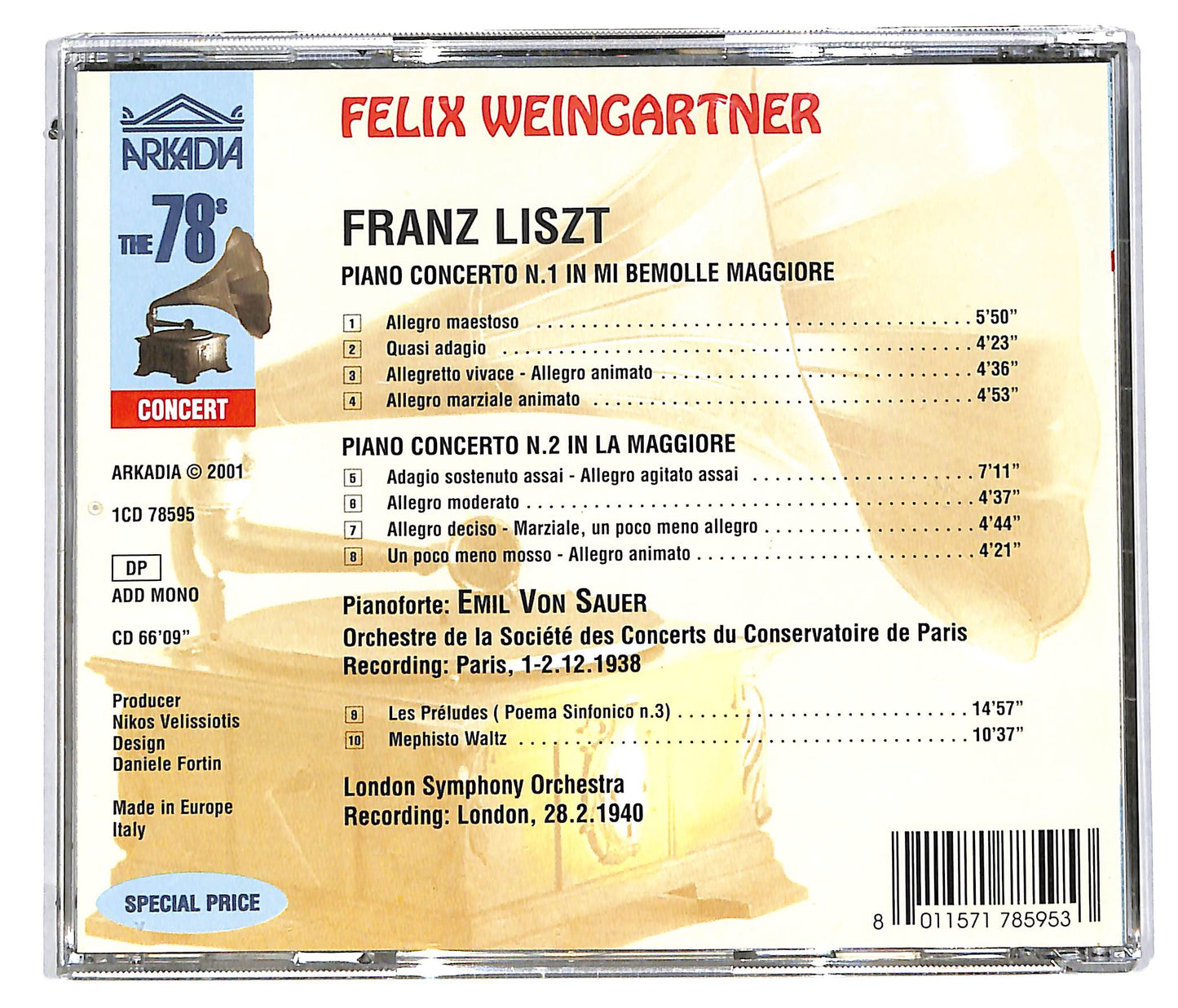 EBOND Felix Weingartner - F. liszt - piano concerto 1 - 2 CD CD113417