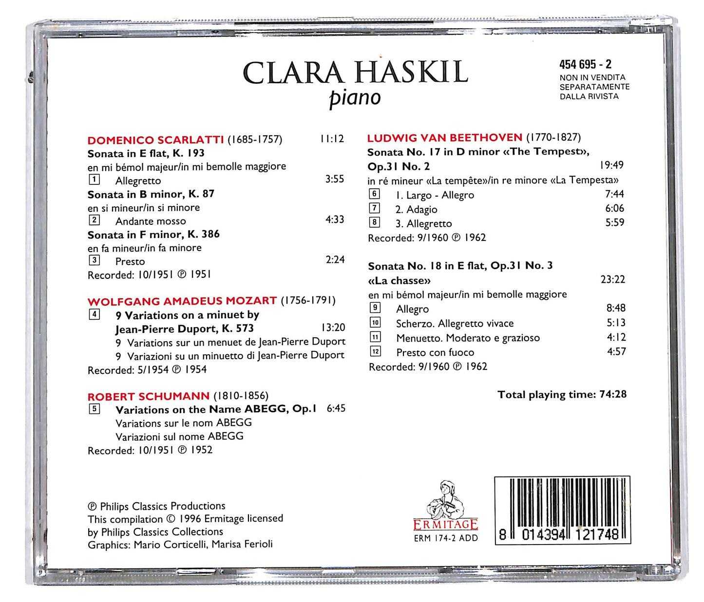EBOND Clara Haskil - Scarlatti Mozart Schumann Beethoven CD CD113429