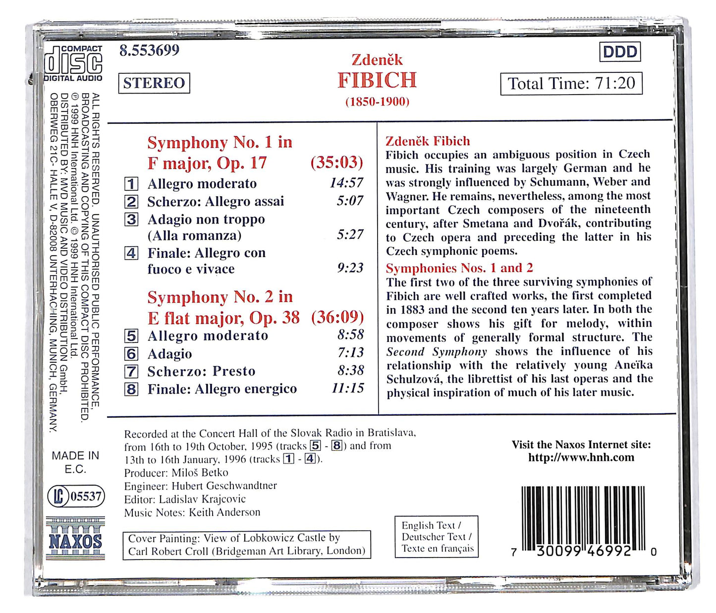 EBOND Razumovsky Symphony Orchestra , Andrew Mogrelia , Zdeněk Fibich - Symphonies Nos. 1 and 2 CD CD113433