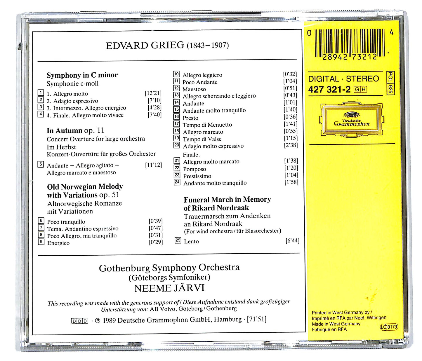 EBOND Grieg - Symphonie, Altnorwegische Romanze U.A. CD CD113442
