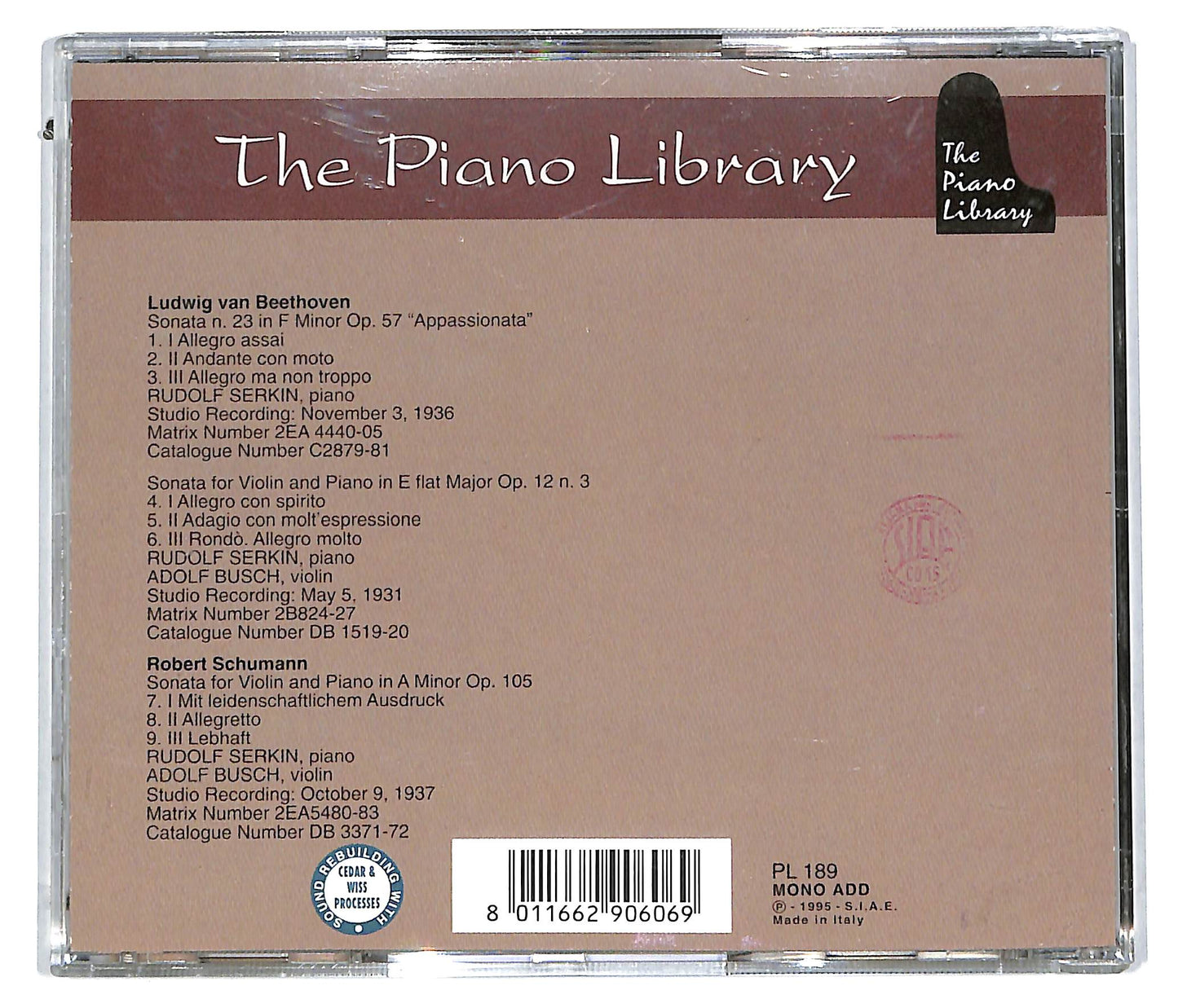 EBOND Rudolf Serkin - the piano library CD CD113446