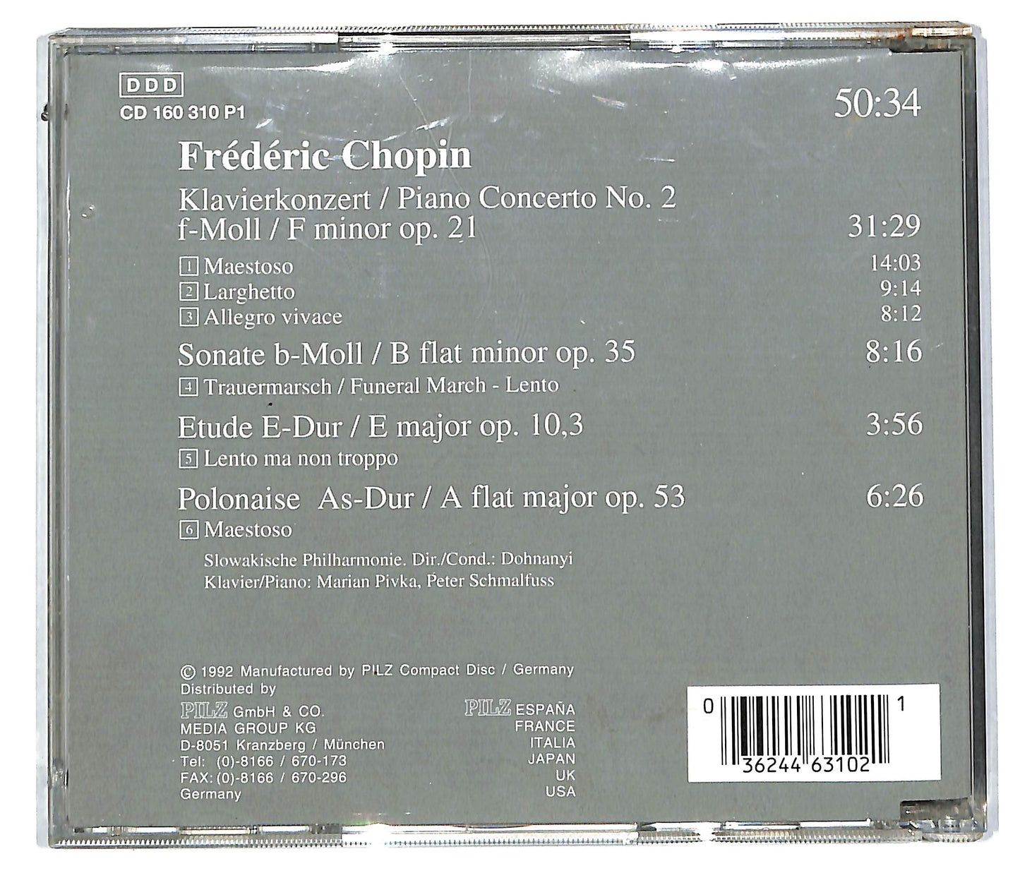 EBOND Frederic Chopin - Klavierkonzert = Piano Concerto No. 2 / Trauermarsch = Funeral March / Etude Op. 10/3 / Polonaise Op. 53 CD CD113454