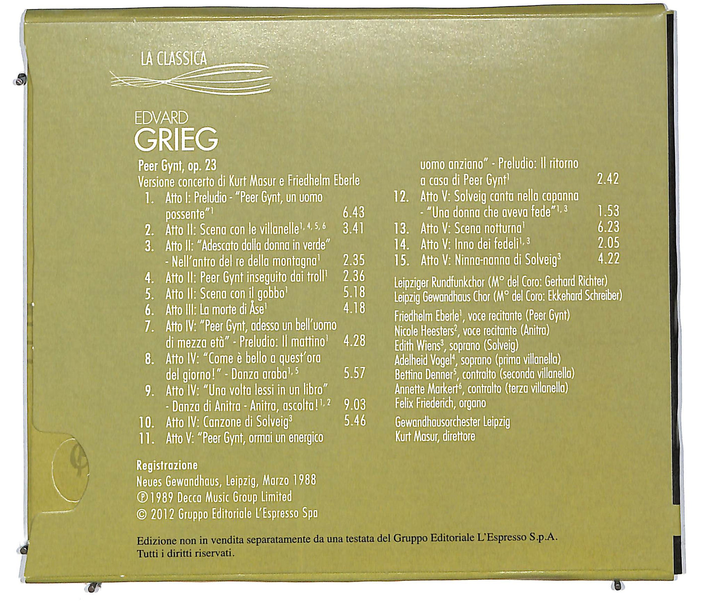 EBOND La classica - Edward grieg DIGIPACK CD CD113557