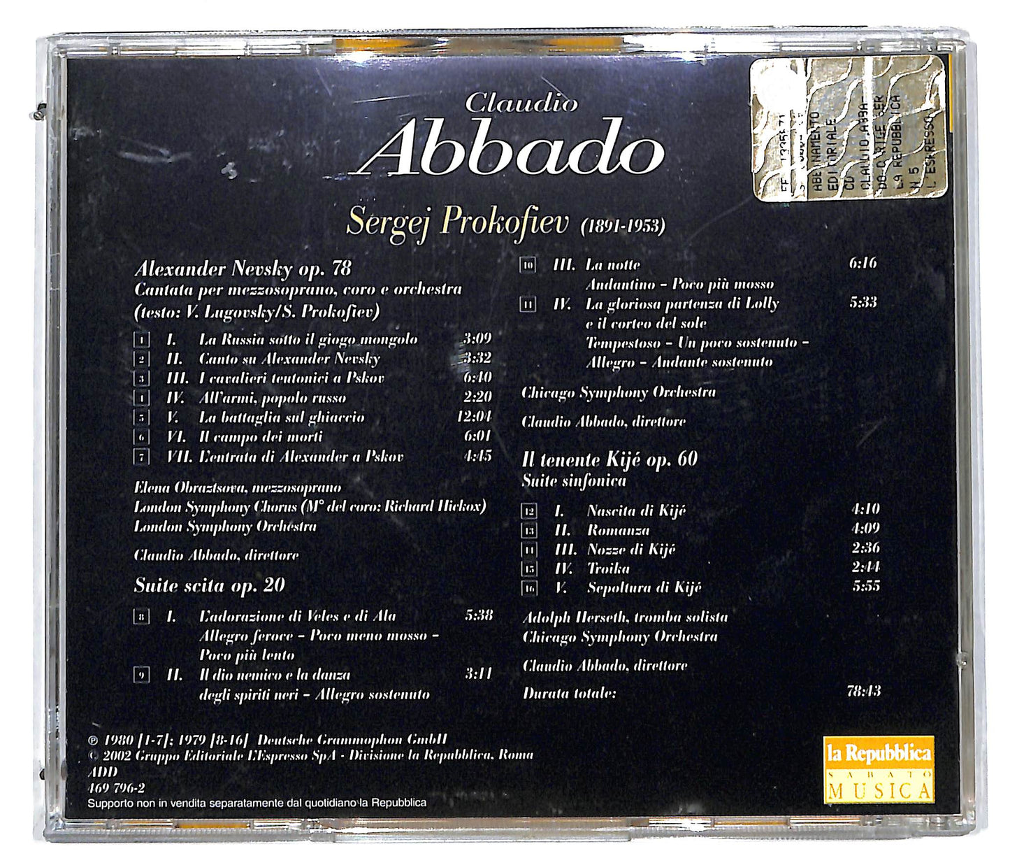 EBOND Prokofiev Claudio Abbado Alexander Nevsky Op. 78 Suite Scita Op. 20 Il Tenente Kije Op. 60 CD CD113568