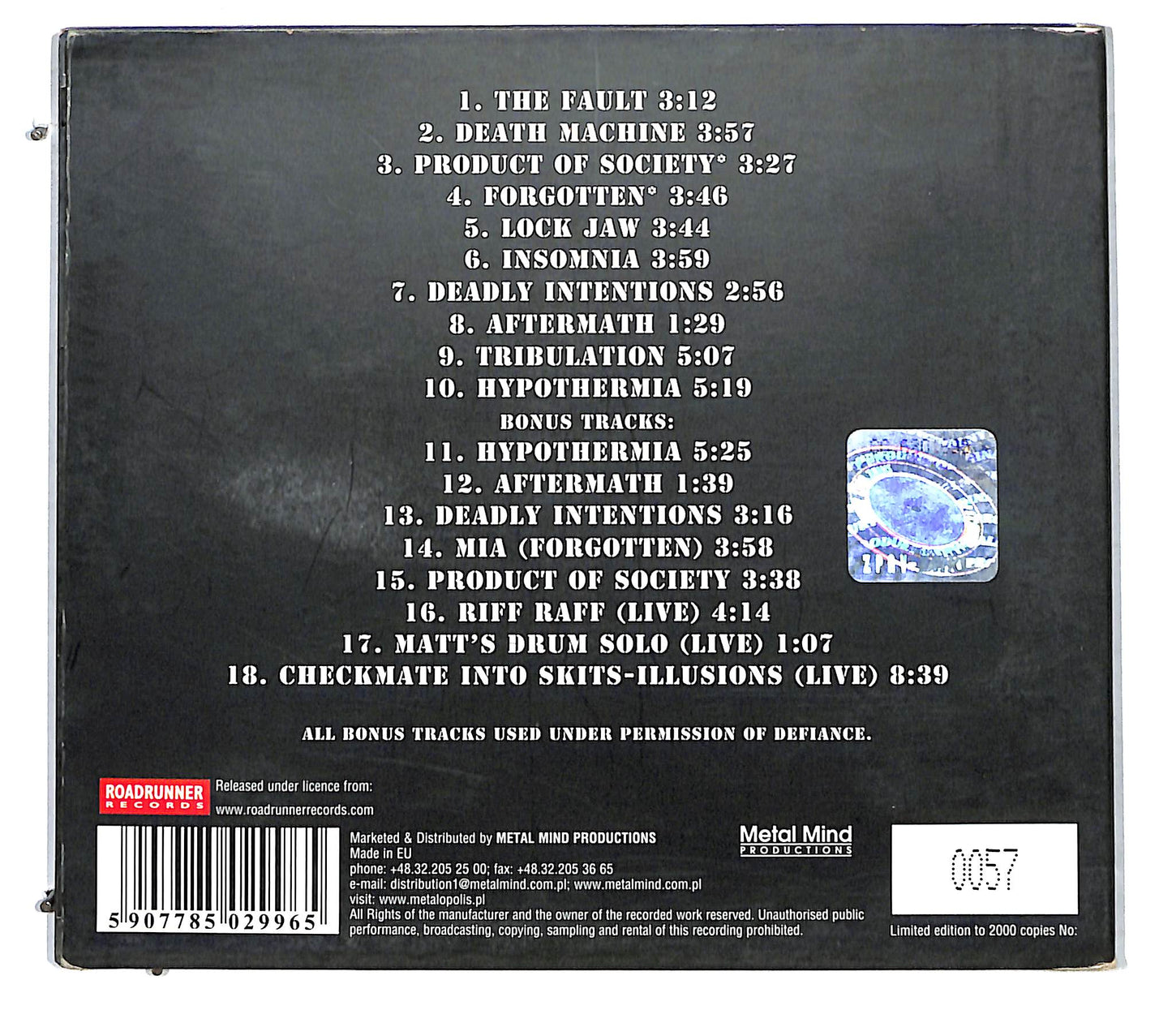 EBOND Defiance - Product Of Society DIGIPACK CD CD115332