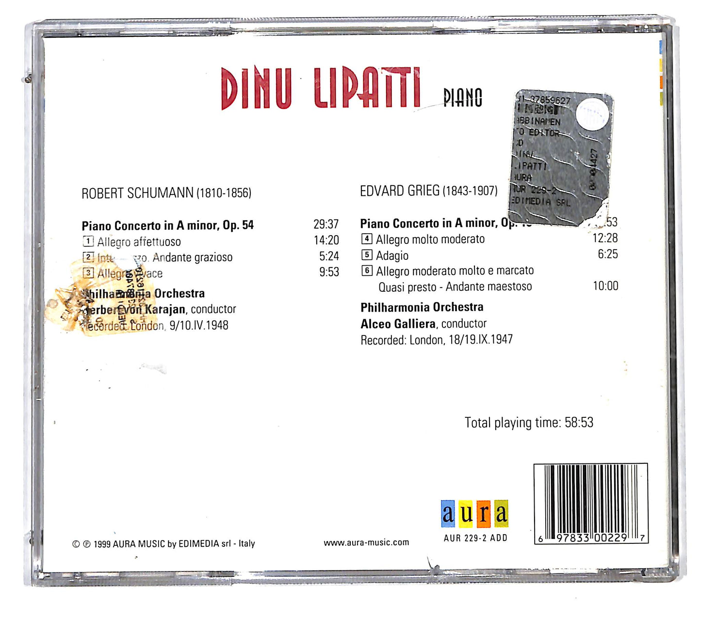 EBOND Dinu Lipatti - Schumann Grieg Piano Concertos CD CD115651