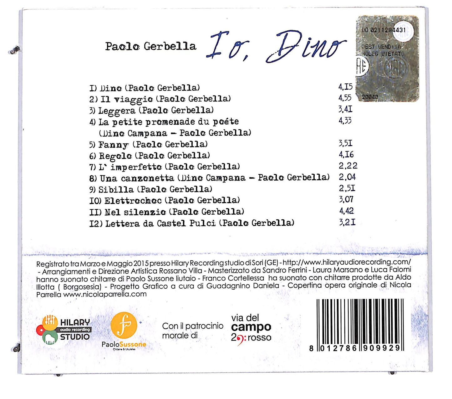 EBOND Paolo Gerbella - Io, Dino CD CD115748