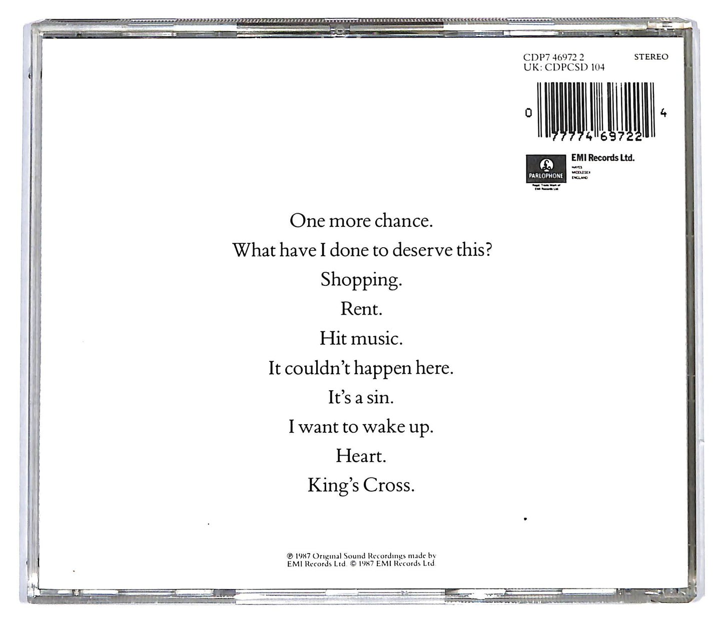 EBOND Pet Shop Boys - Actually CD CD116110
