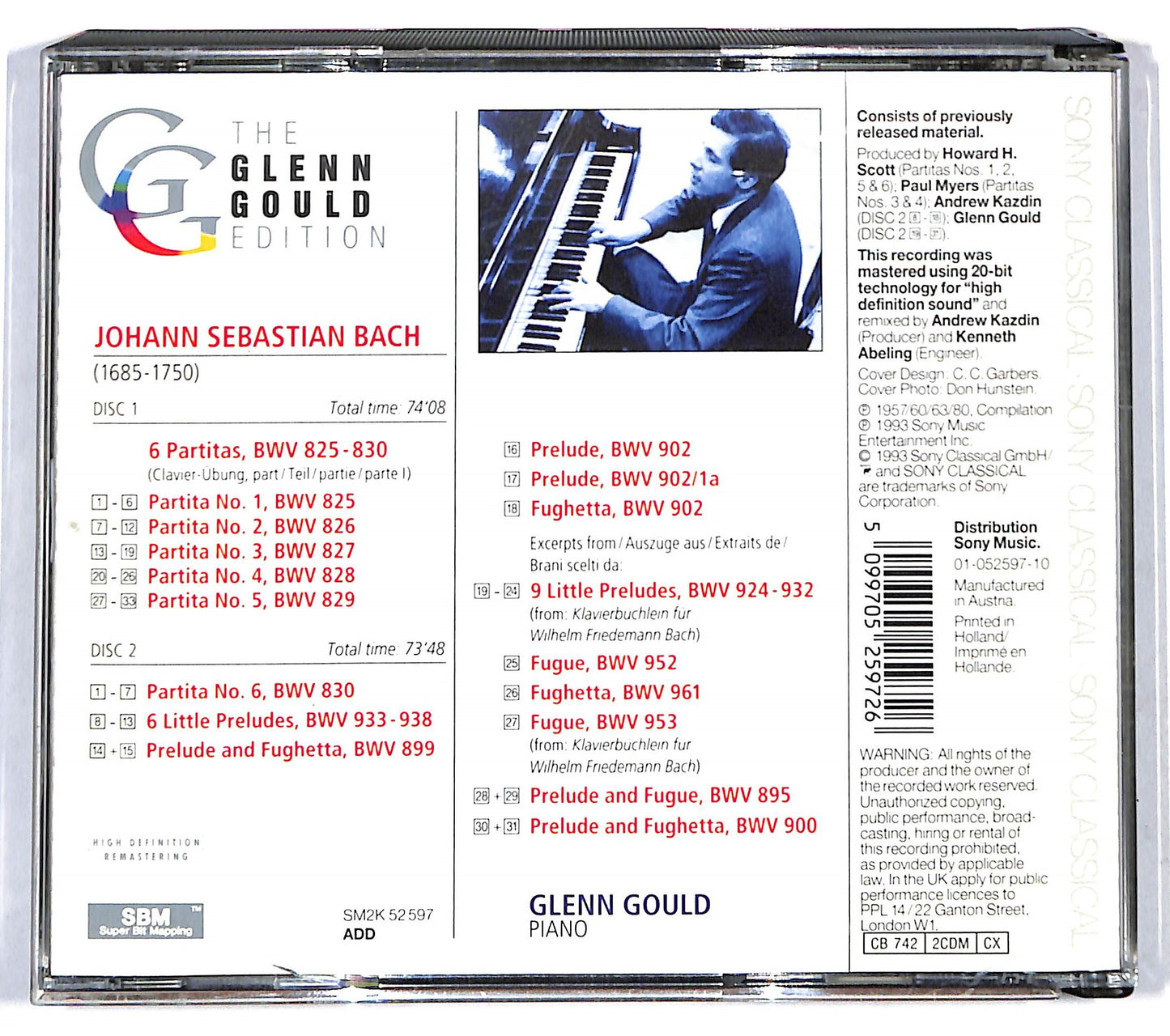 EBOND Bach , Glenn Gould - Partitas BWV 825–830, Preludes & Fugues CD CD116203