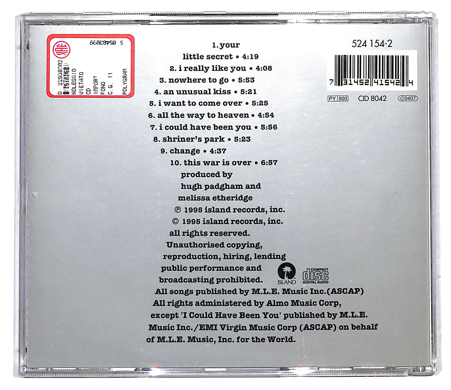 EBOND Melissa Etheridge - Your Little Secret CD CD116332