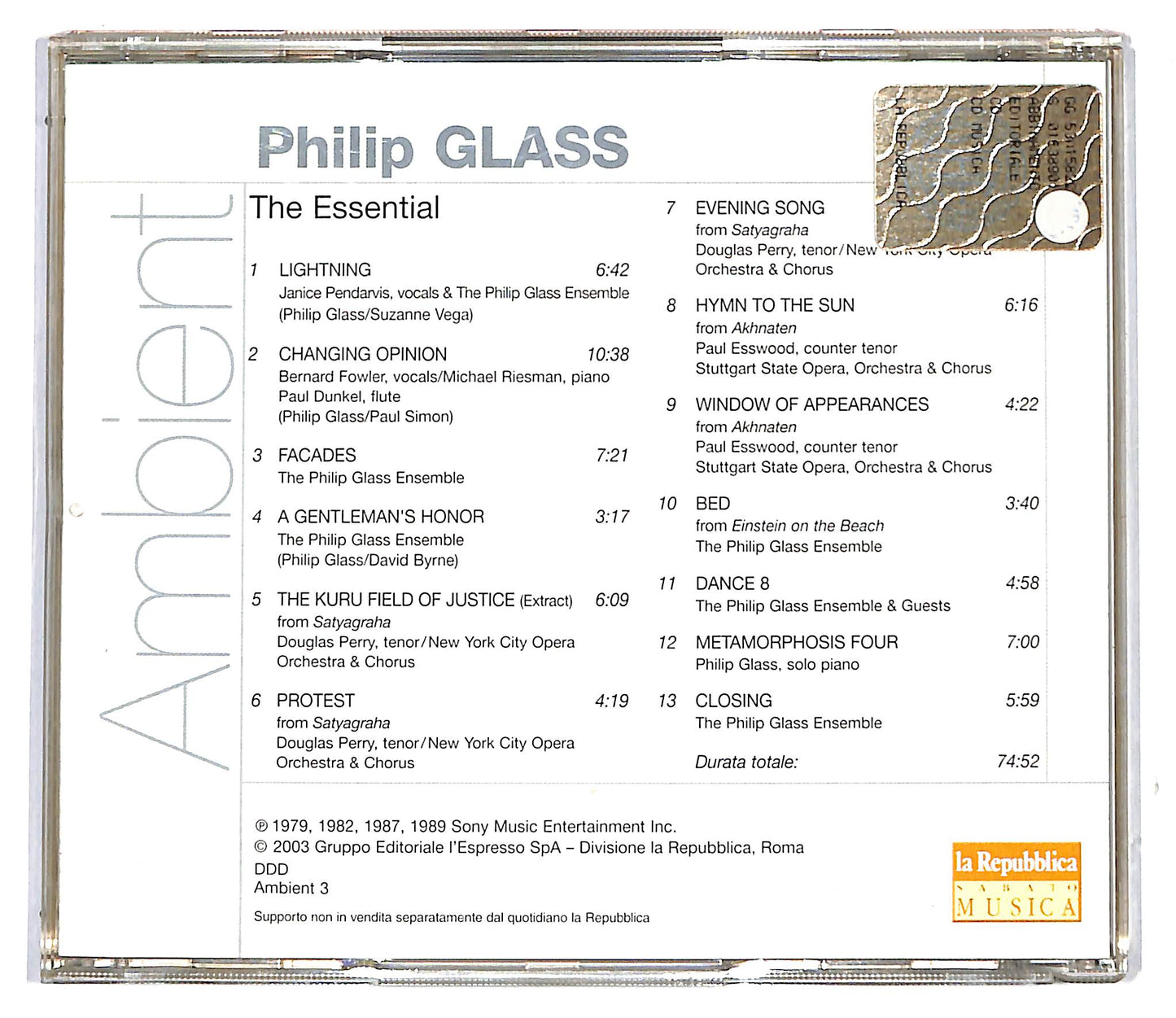 EBOND Philip Glass - Ambient - The Essential EDITORIALE CD CD116940