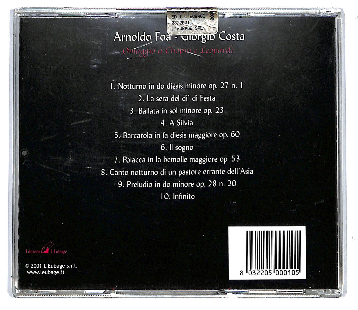 EBOND Arnaldo Foa - Giorgio Costa - Omaggio a Leopardi CD CD117101