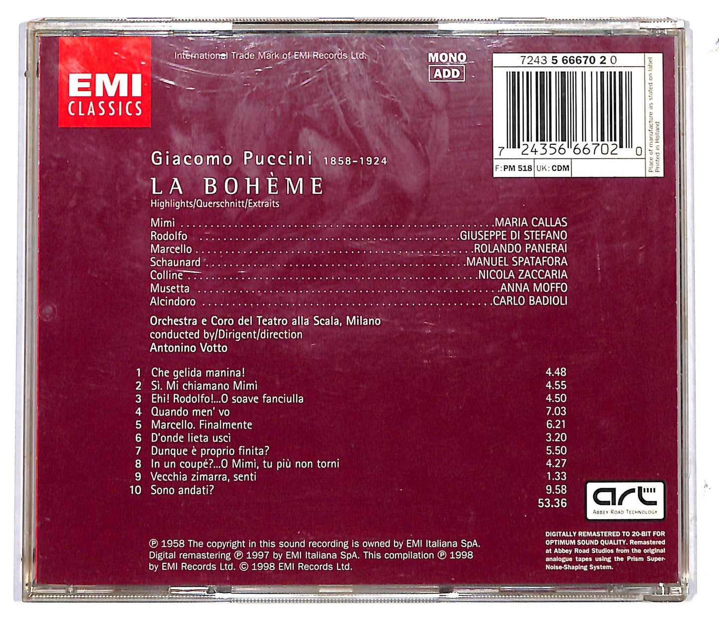EBOND Giacomo Puccini , Maria Callas - La Boheme CD CD117425