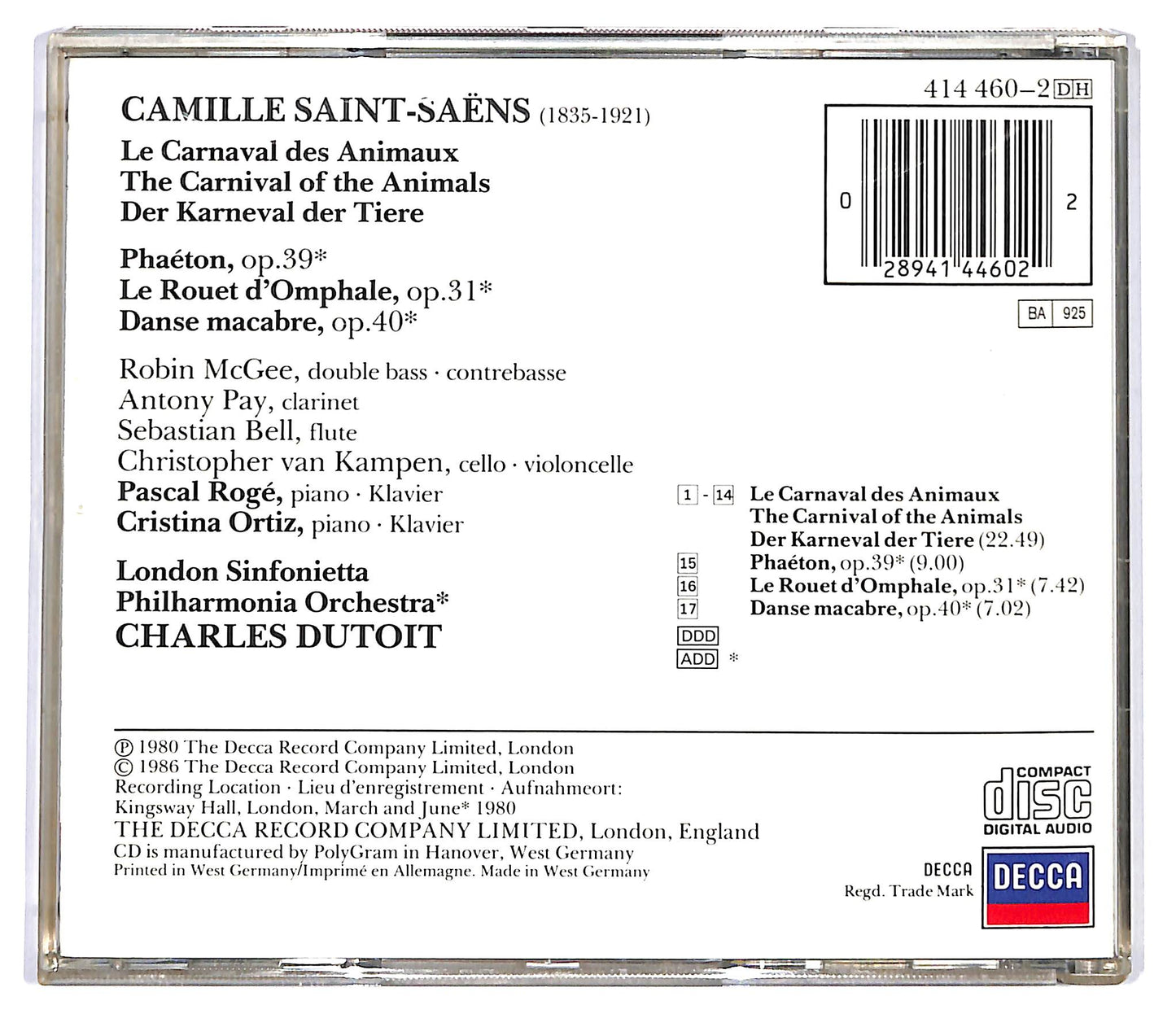 EBOND Saint-Saens Carnaval Des Animaux, Danse Macabre, Etc. CD CD117931