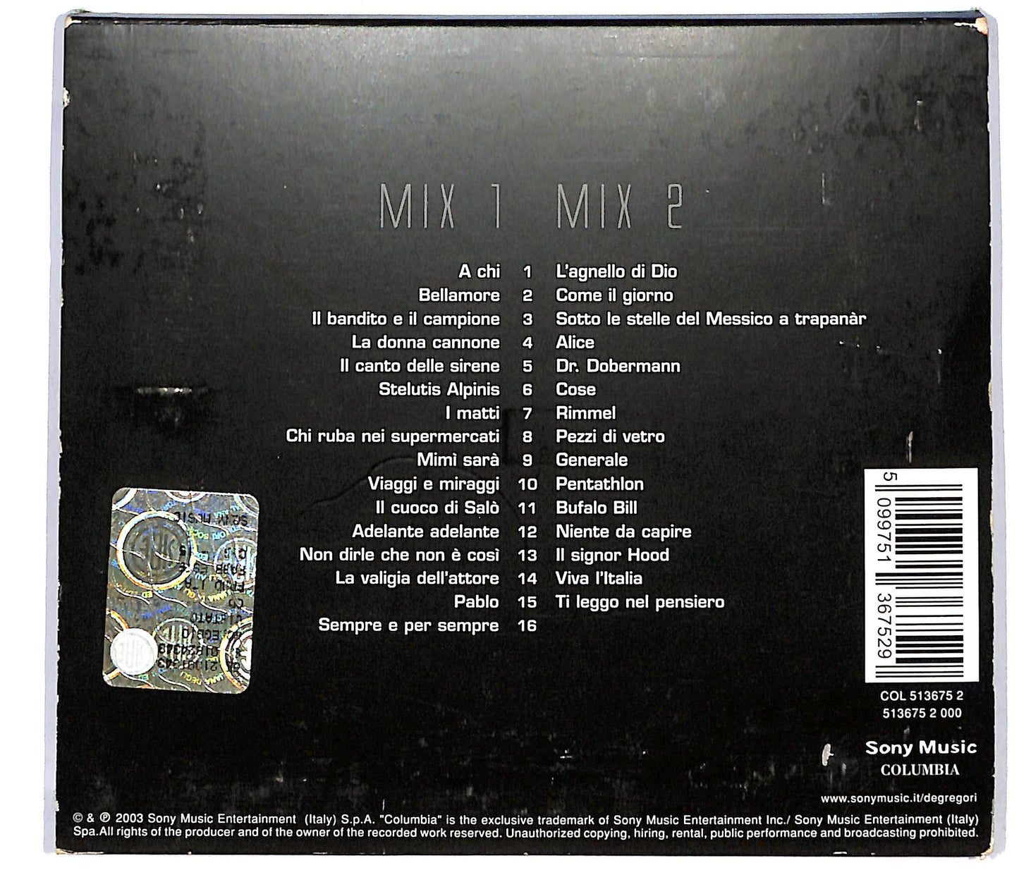 EBOND Francesco De Gregori - Mix CD CD118334