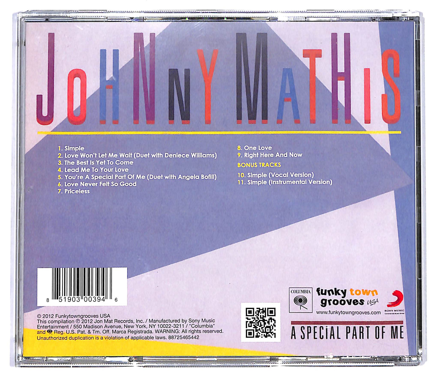 EBOND Johnny Mathis - A Special Part Of Me CD CD118516