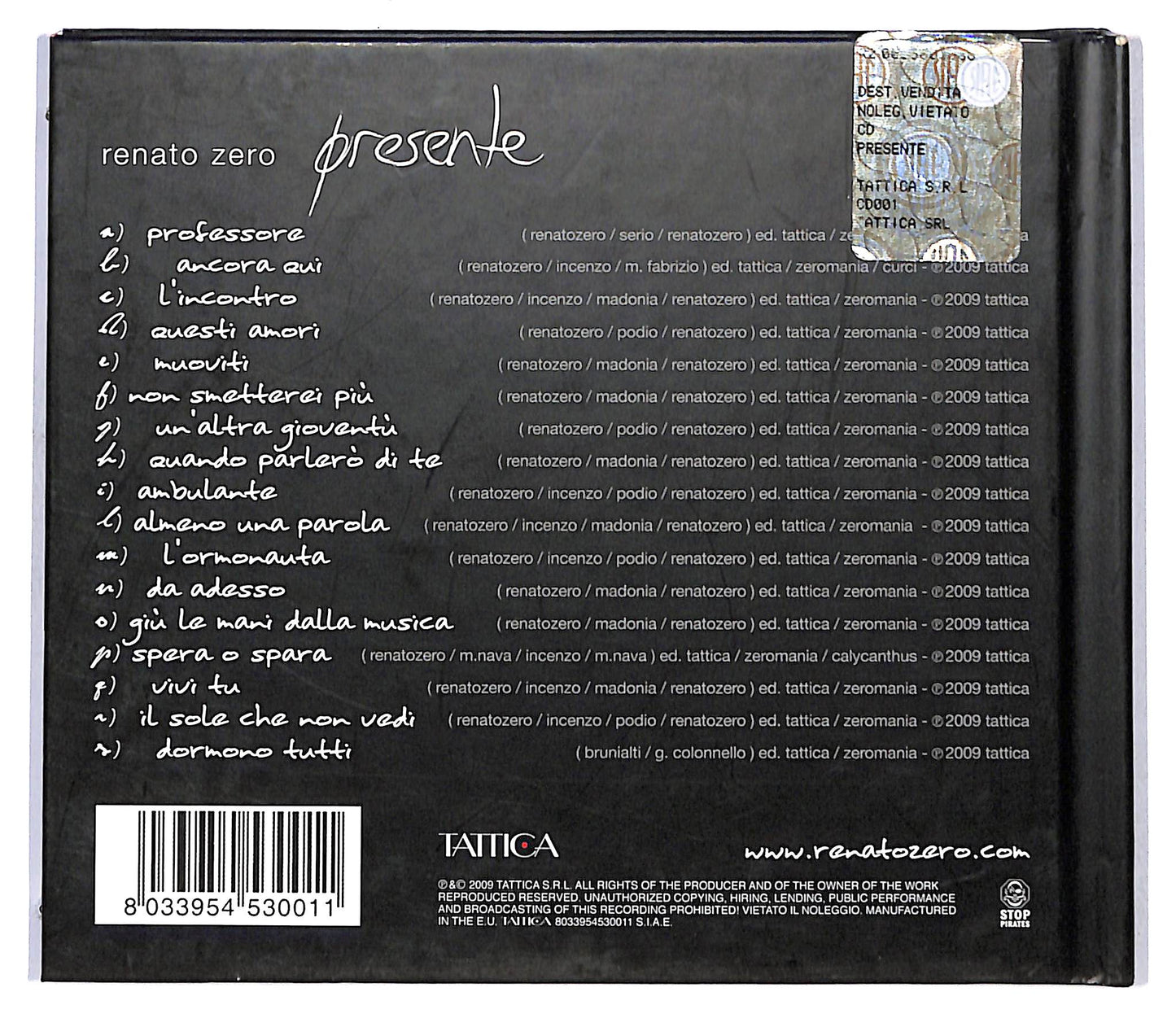 EBOND Renato Zero - Presente DIGIPACK CD CD118617